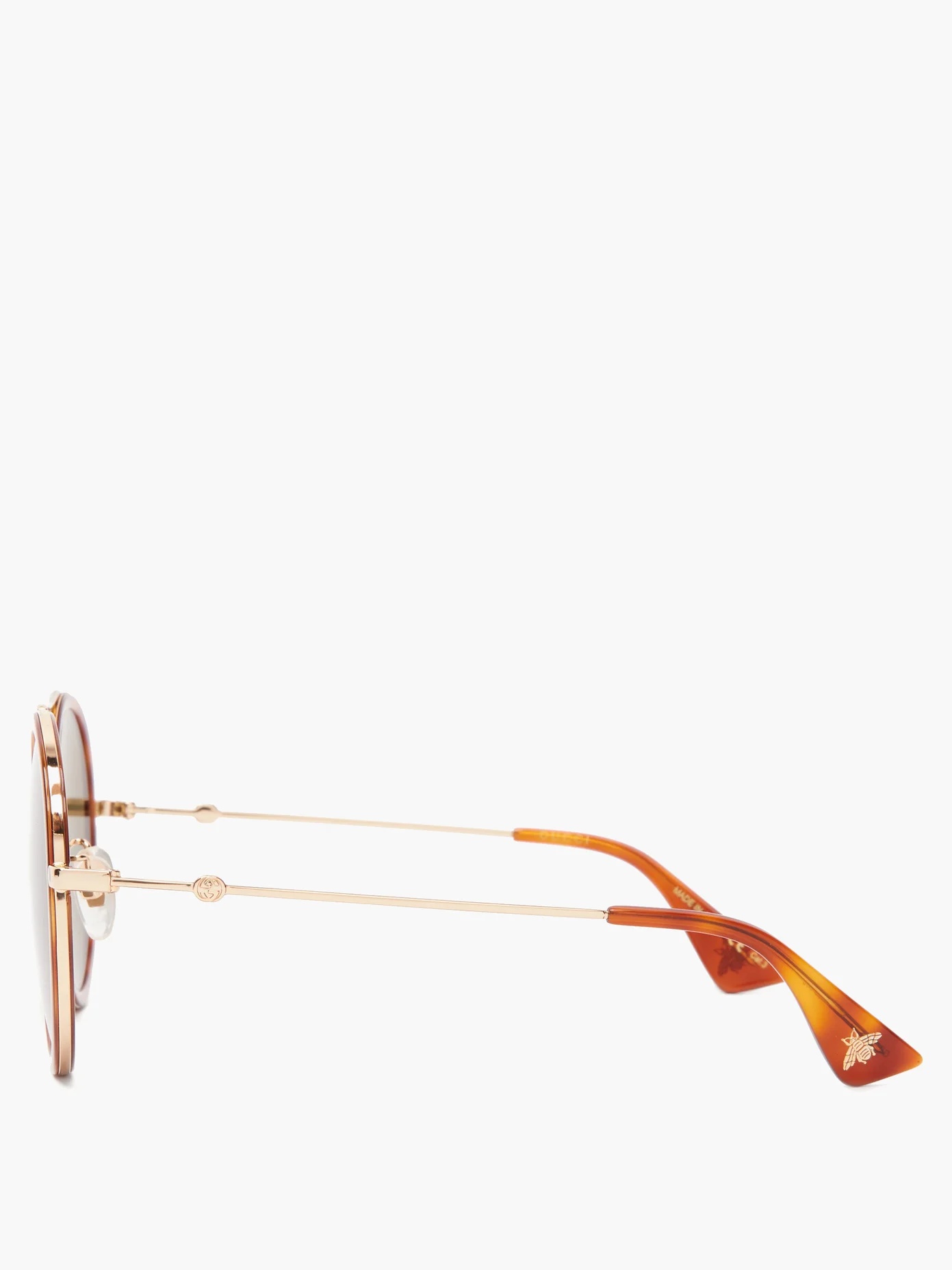 Round tortoiseshell-acetate and metal sunglasses - 4