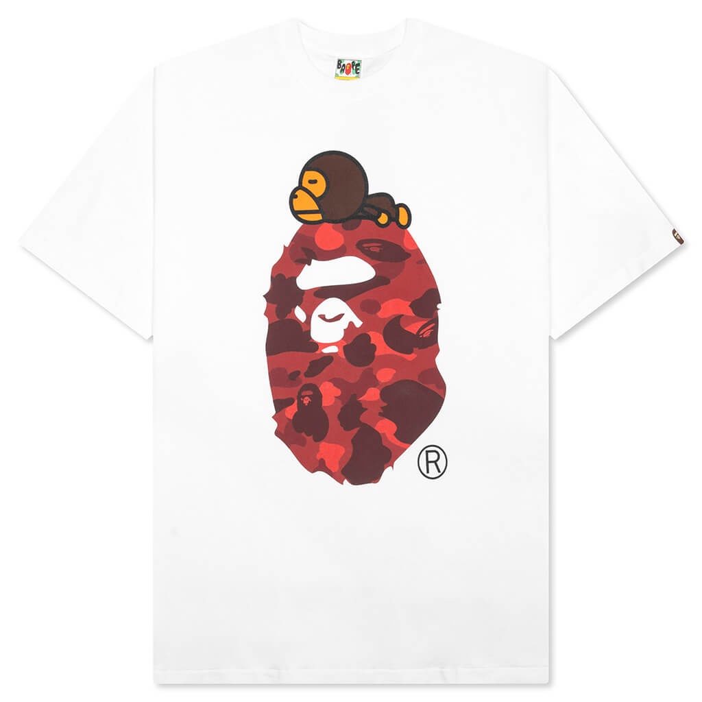 COLOR CAMO MILO ON BIG APE TEE - WHITE/RED - 1