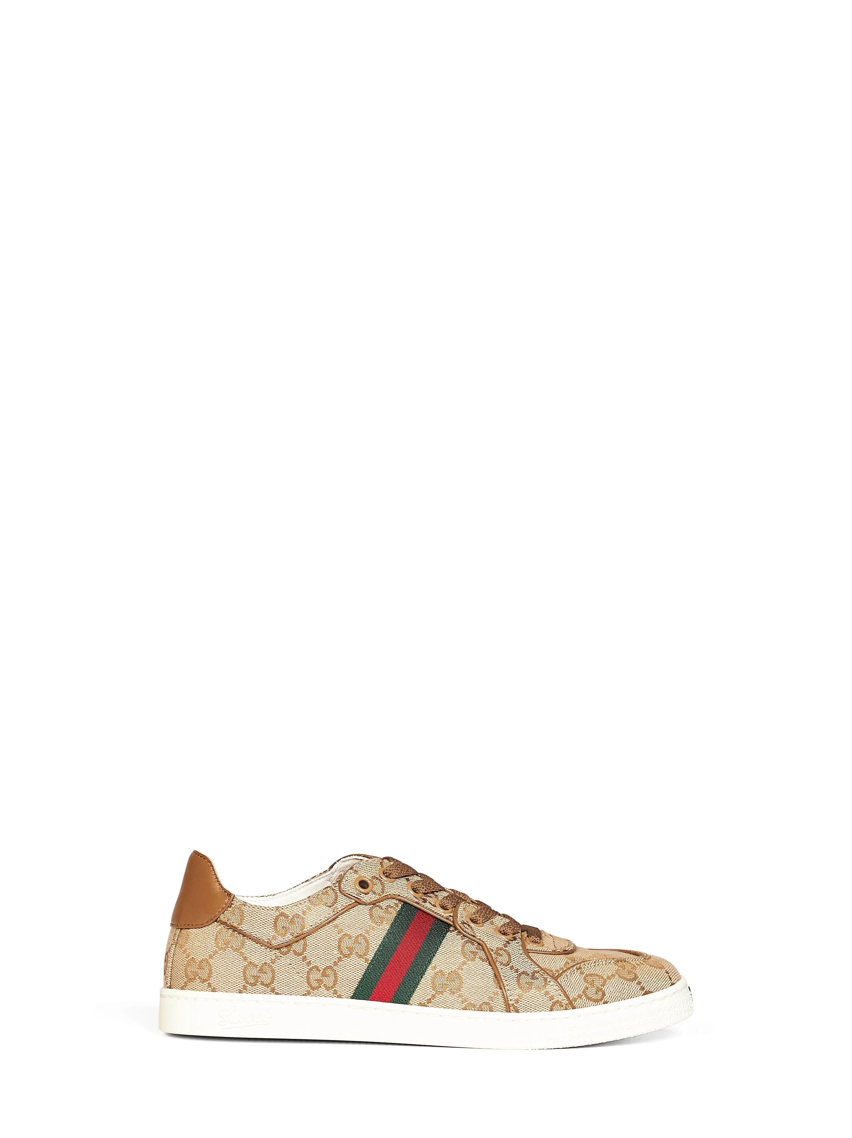 Gucci Women Beige Canvas Gg Stretch Sneakers - 1
