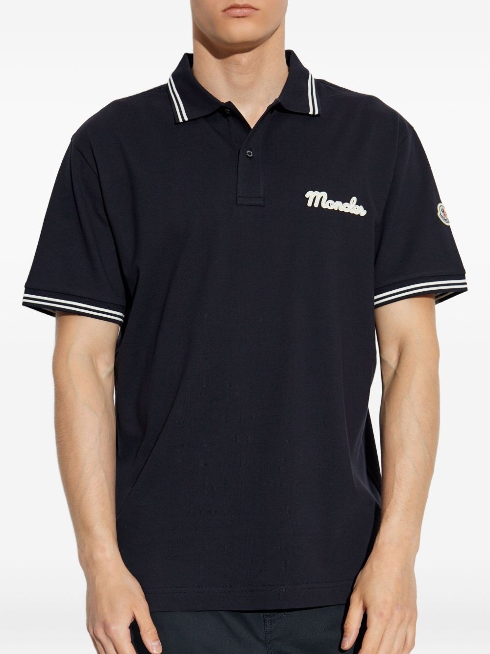 embroidered-logo polo shirt - 3