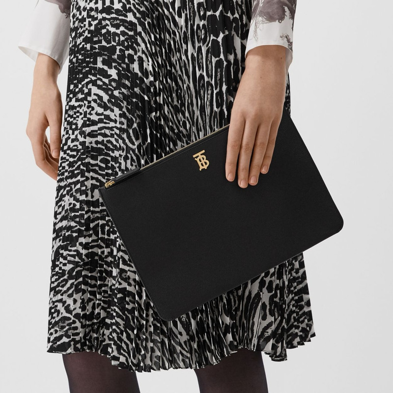 Monogram Motif Grainy Leather Pouch 3