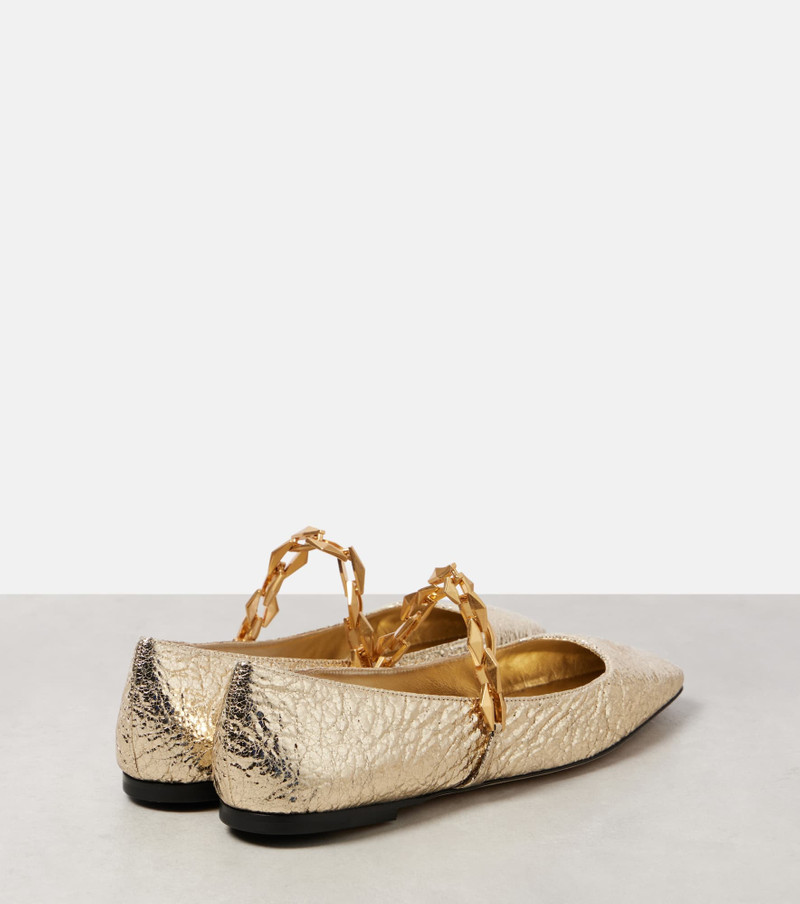 JIMMY CHOO Diamond Tilda metallic leather ballet flats outlook