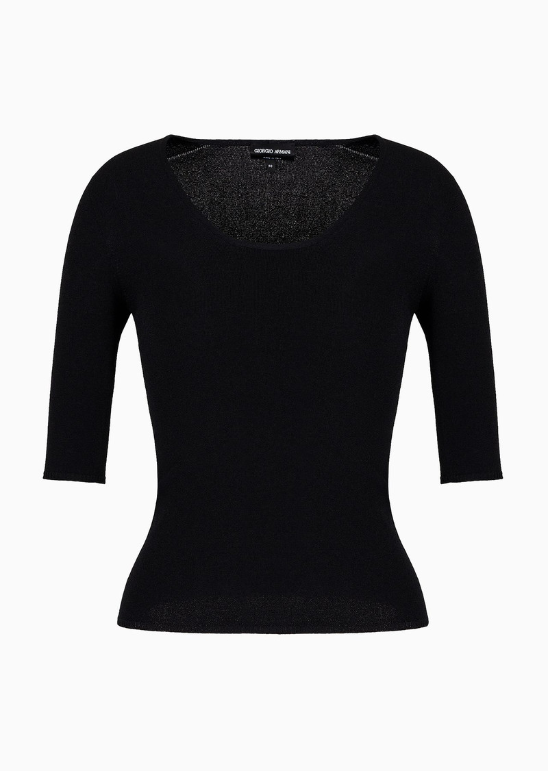 Viscose and wool blend jacquard crew-neck jumper 1