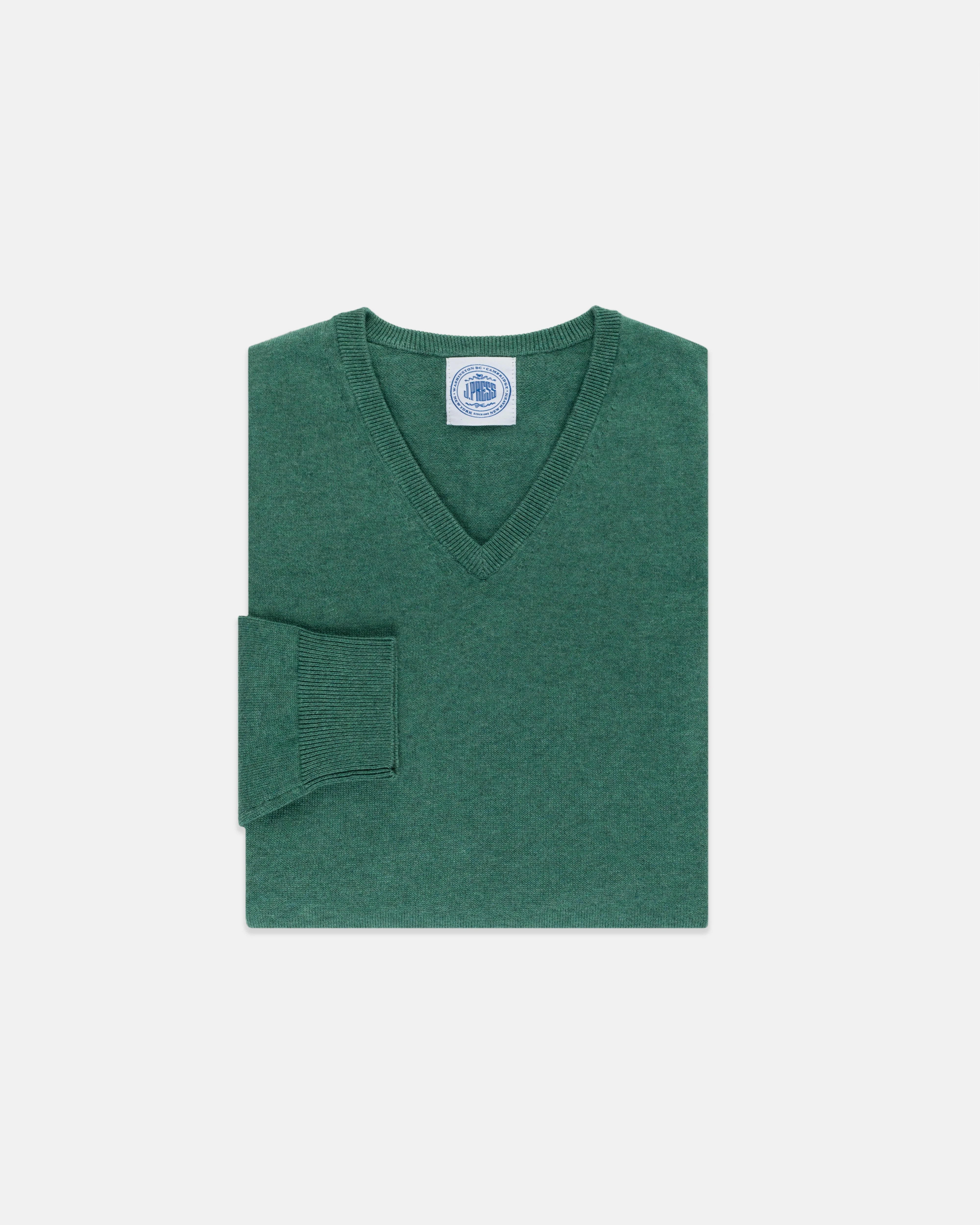 COTTON/CASHMERE V-NECK SWEATER - 1