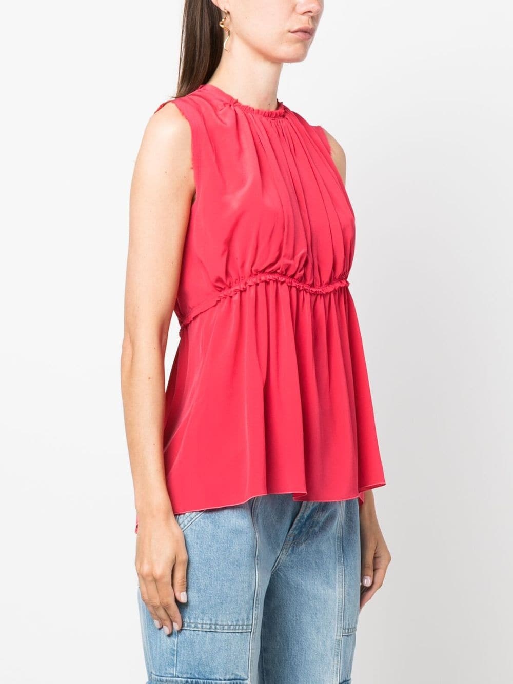 ruched sleeveless silk blouse - 3