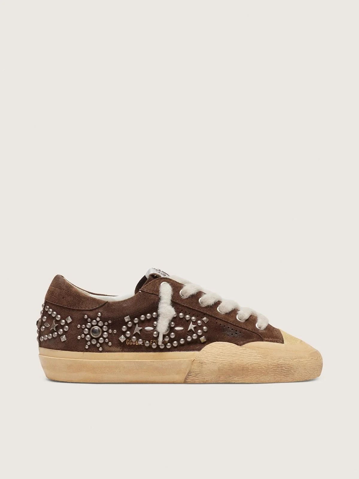 Men's Super-Star Penstar in brown suede with studs - 1