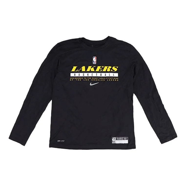Nike NBA Alphabet Printing Basketball Sports Round Neck Long Sleeves Black CK8319-010 - 1