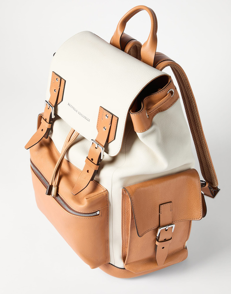 Grained calfskin and cowhide city backpack 3