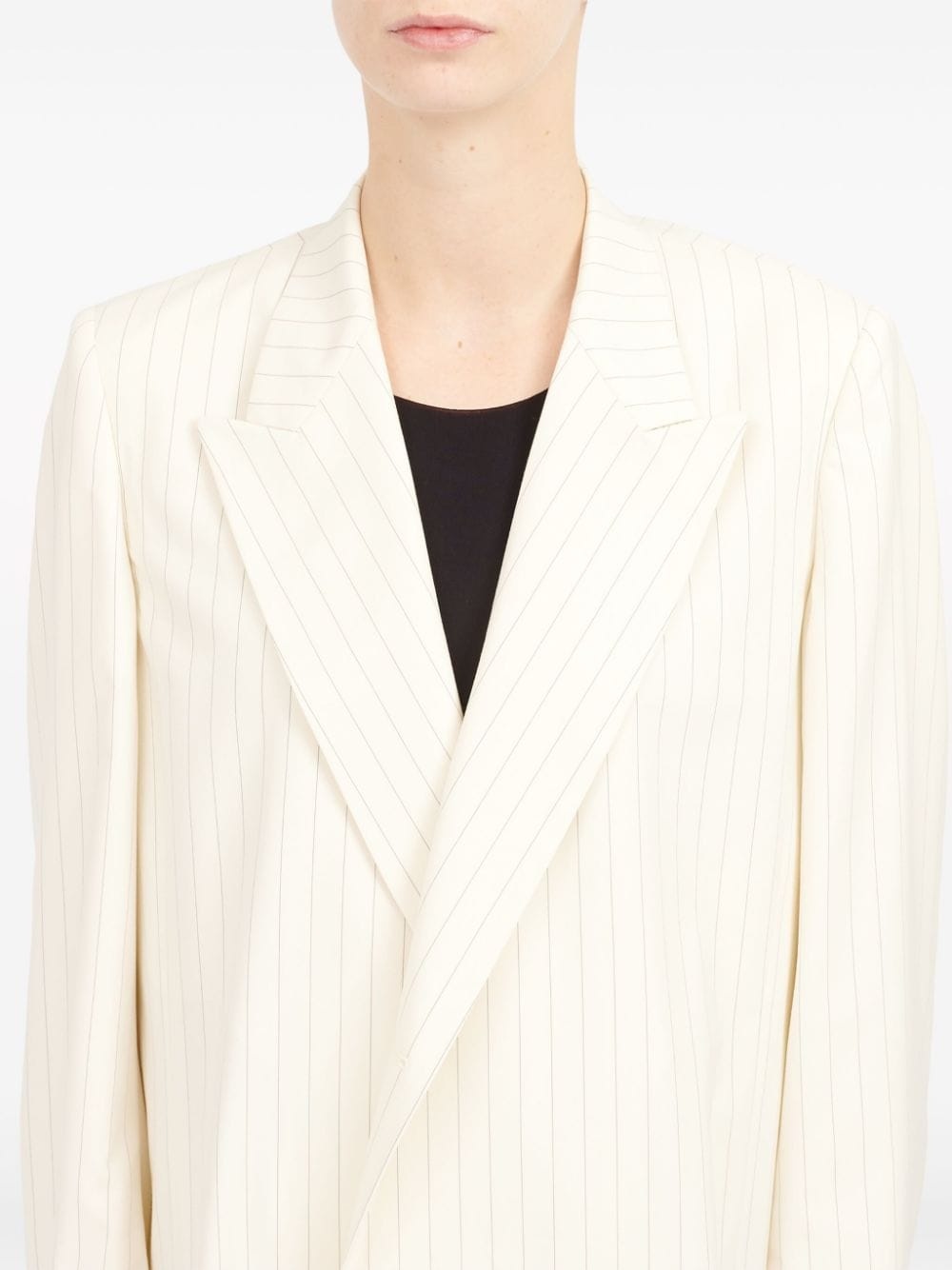 oversized pinstripe double-breasted blazer - 7