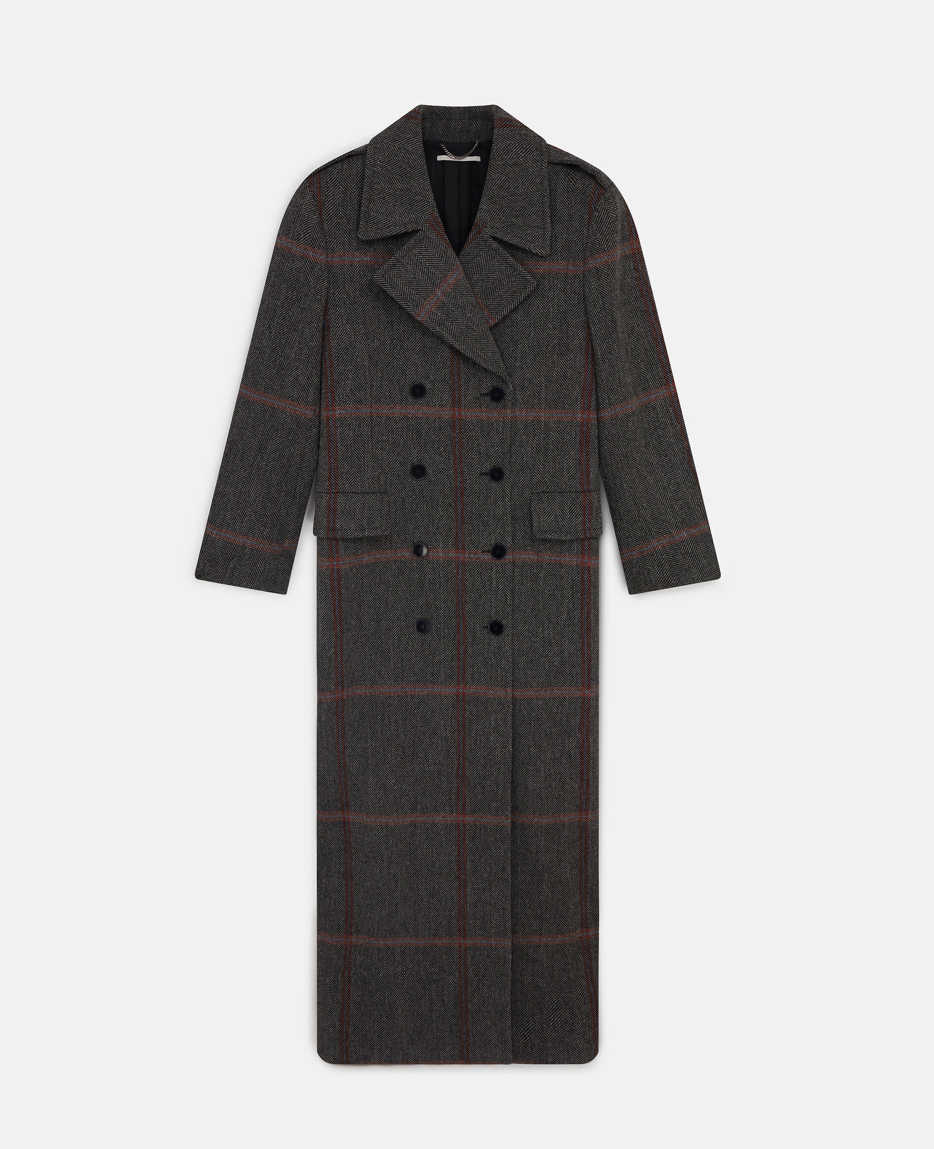 Herringbone Weave Maxi Overcoat - 1