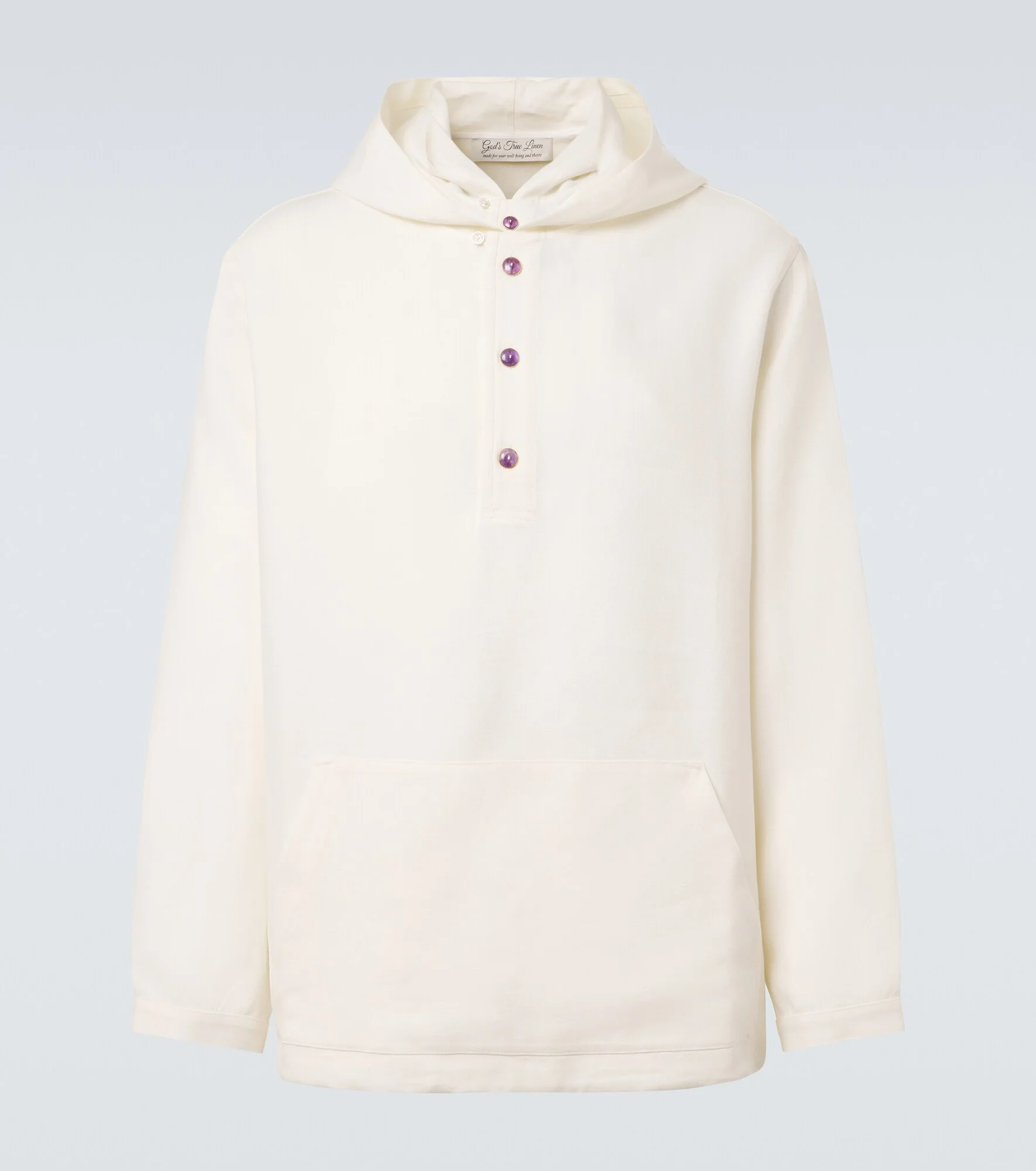 Hooded linen jacket with amethyst - 1