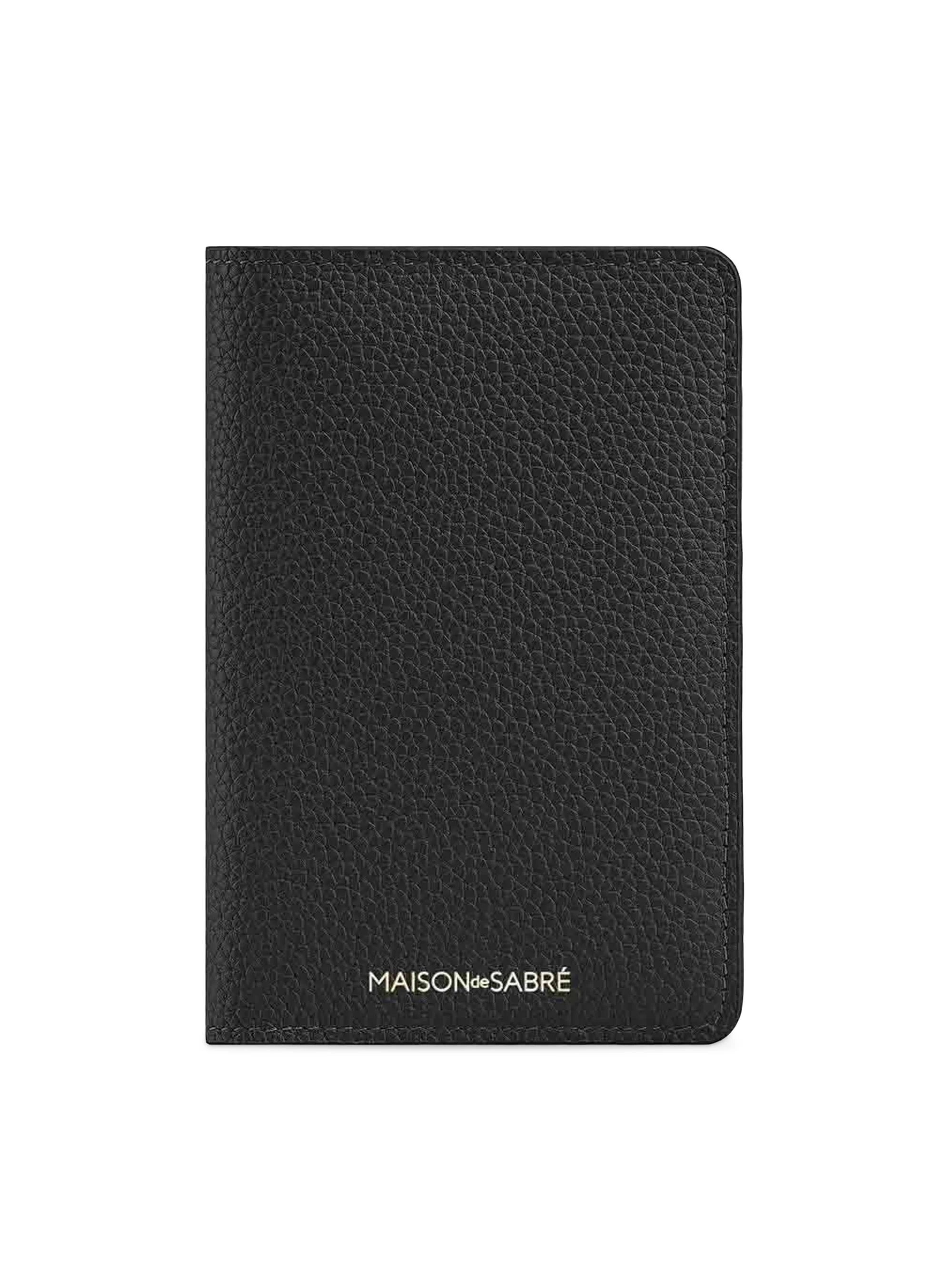 Unisex Leather Passport Holder - Black Caviar - 1