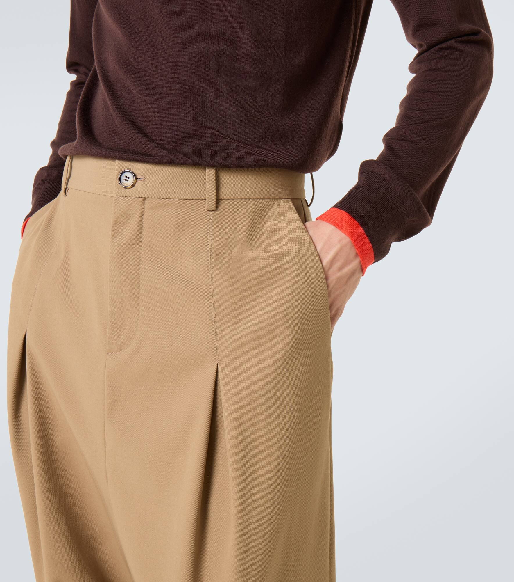 Cotton twill wide-leg pants - 5