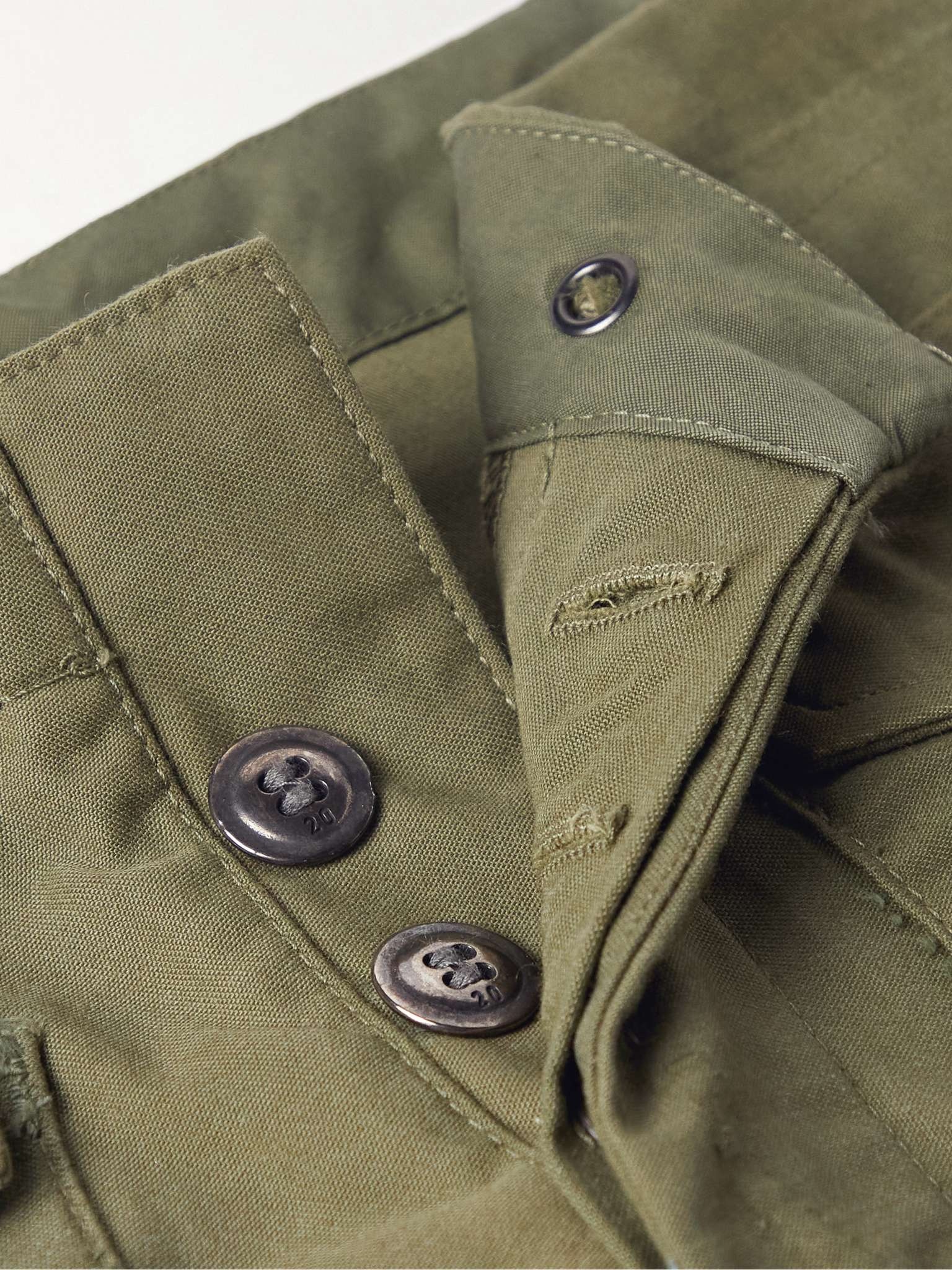 Army Tapered Cotton-Blend Drawstring Cargo Trousers - 3