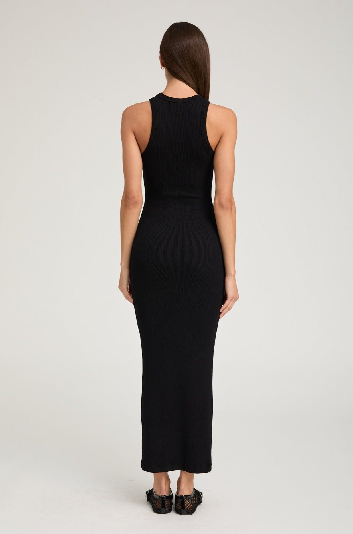 BLACK RIB RACER MAXI DRESS - 4
