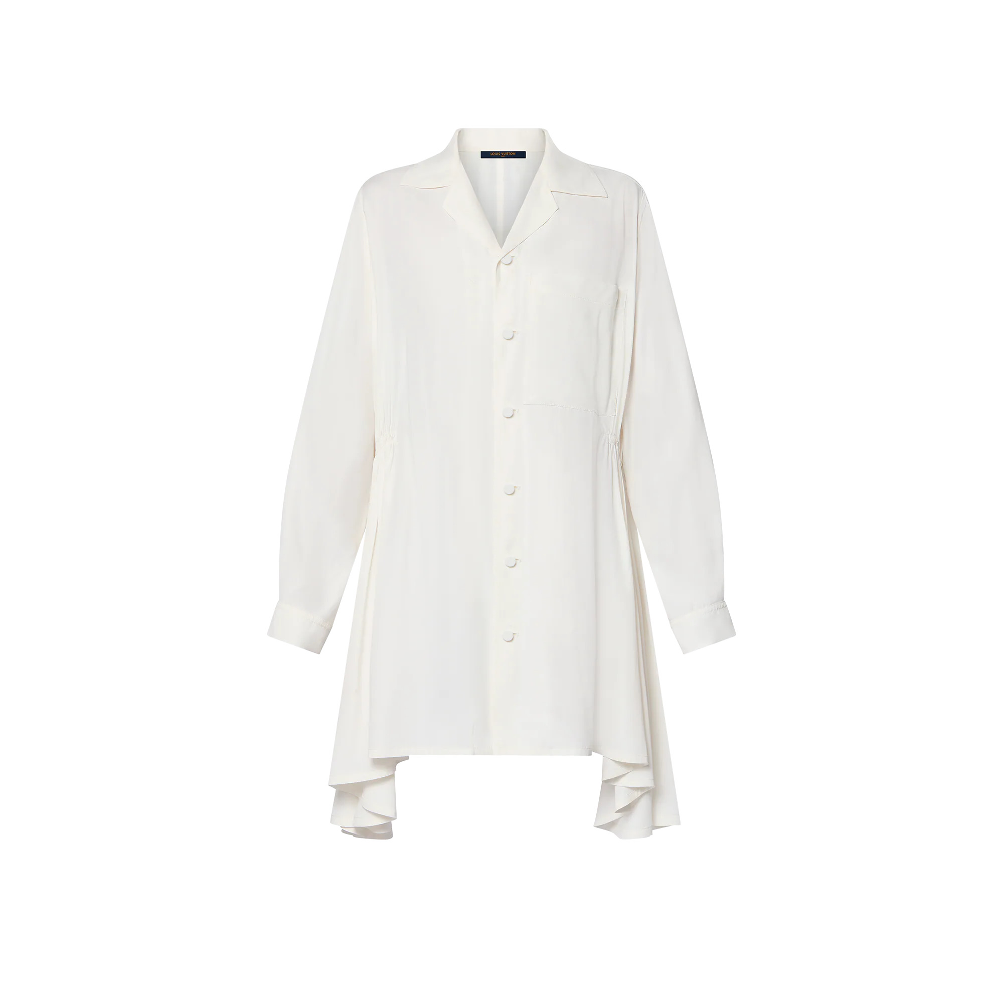 Gathered Waist Twill Shirt Dress - 1