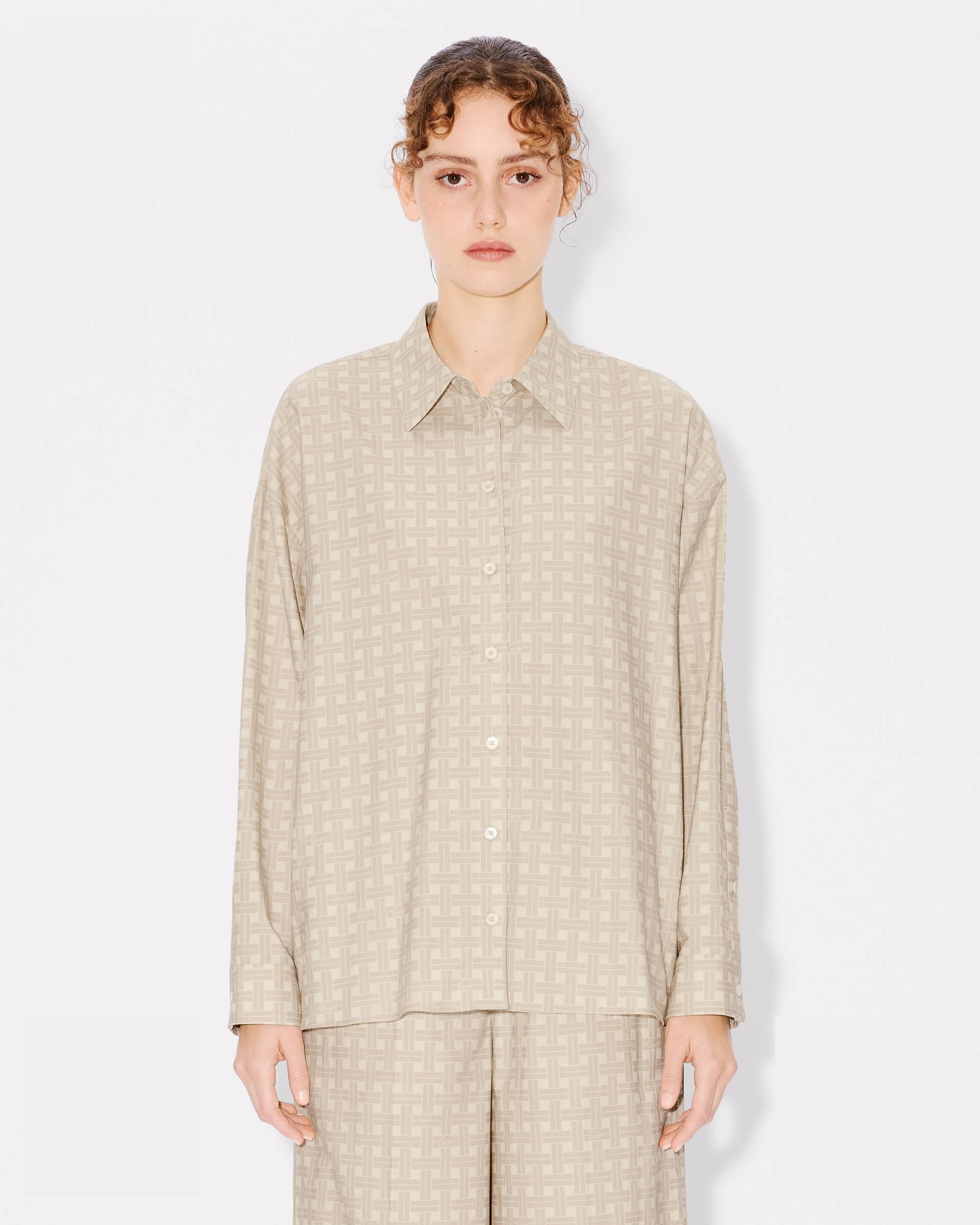 'KENZO Weave' dropped shoulder shirt in twill cotton viscose - 3