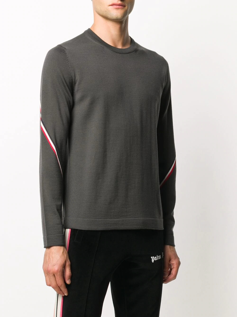 virgin wool sweater with sleeve stripe - 3