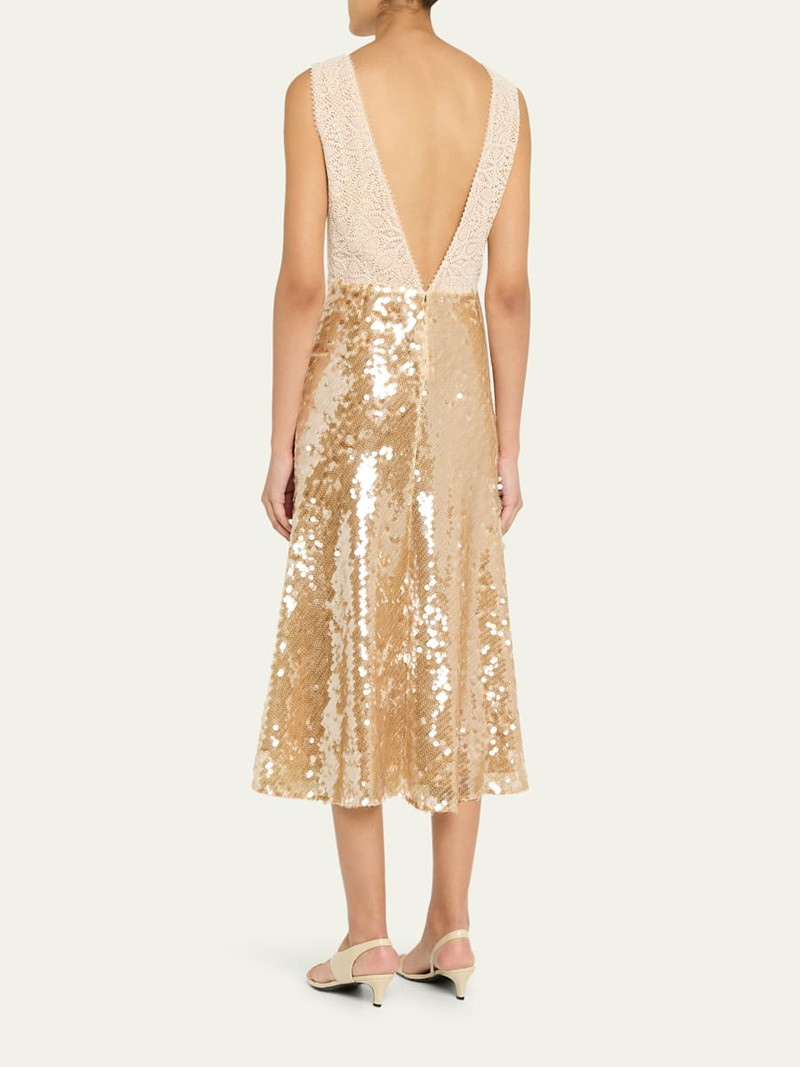 Kassie Low-Back Lace & Sequin Midi Dress 3