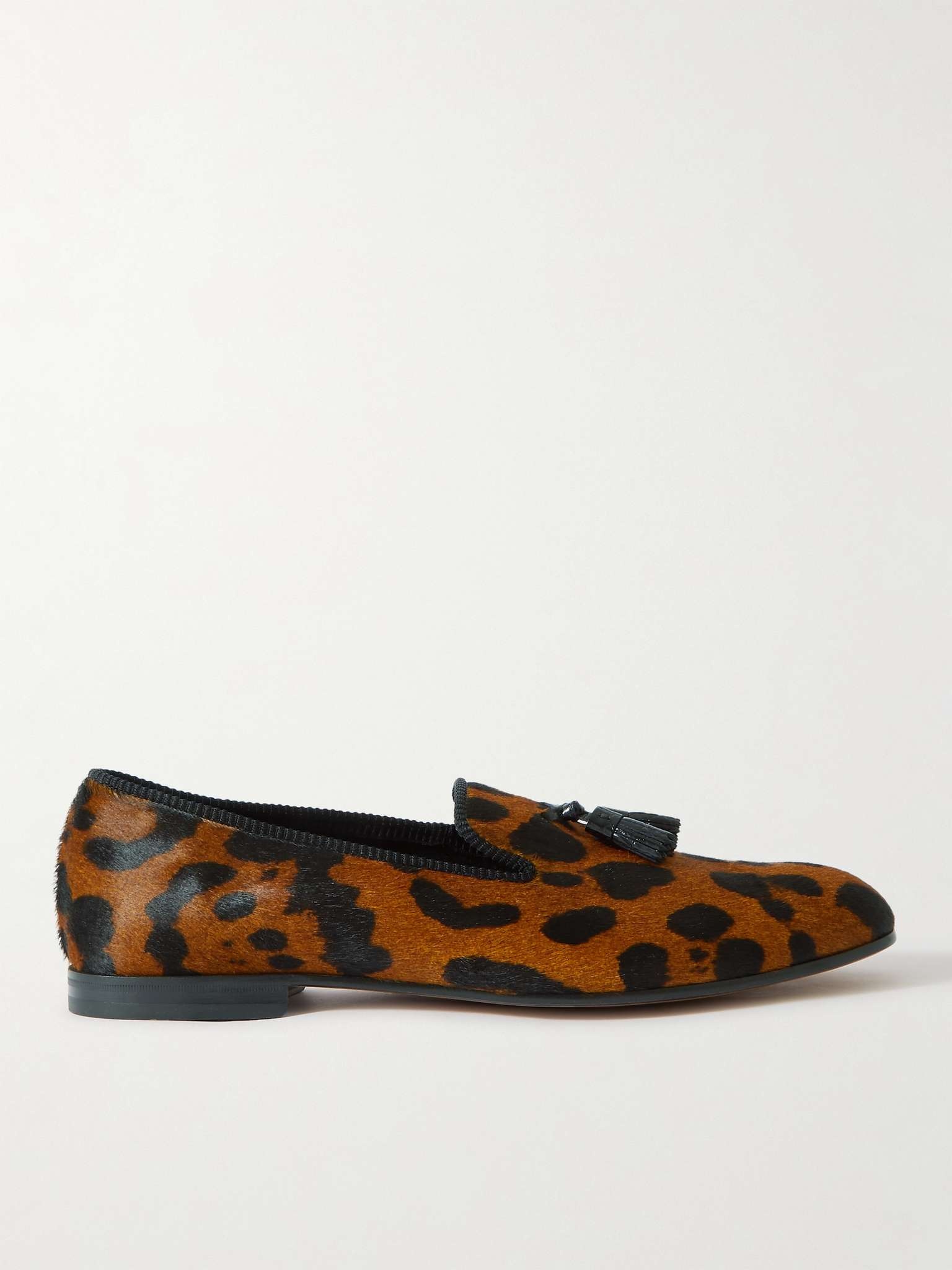 Leather-Trimmed Cheetah-Print Calf Hair Tasselled Loafers - 1