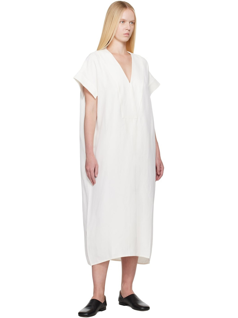 Studio Nicholson Off-White Cley Linen Midi Dress outlook
