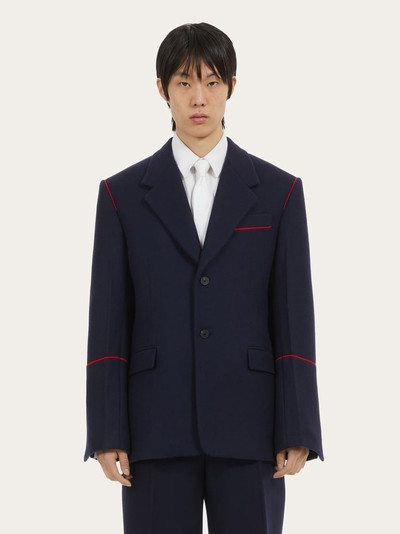 FERRAGAMO SINGLE BREASTED JACKET WITH CONTRASTING PIPING outlook