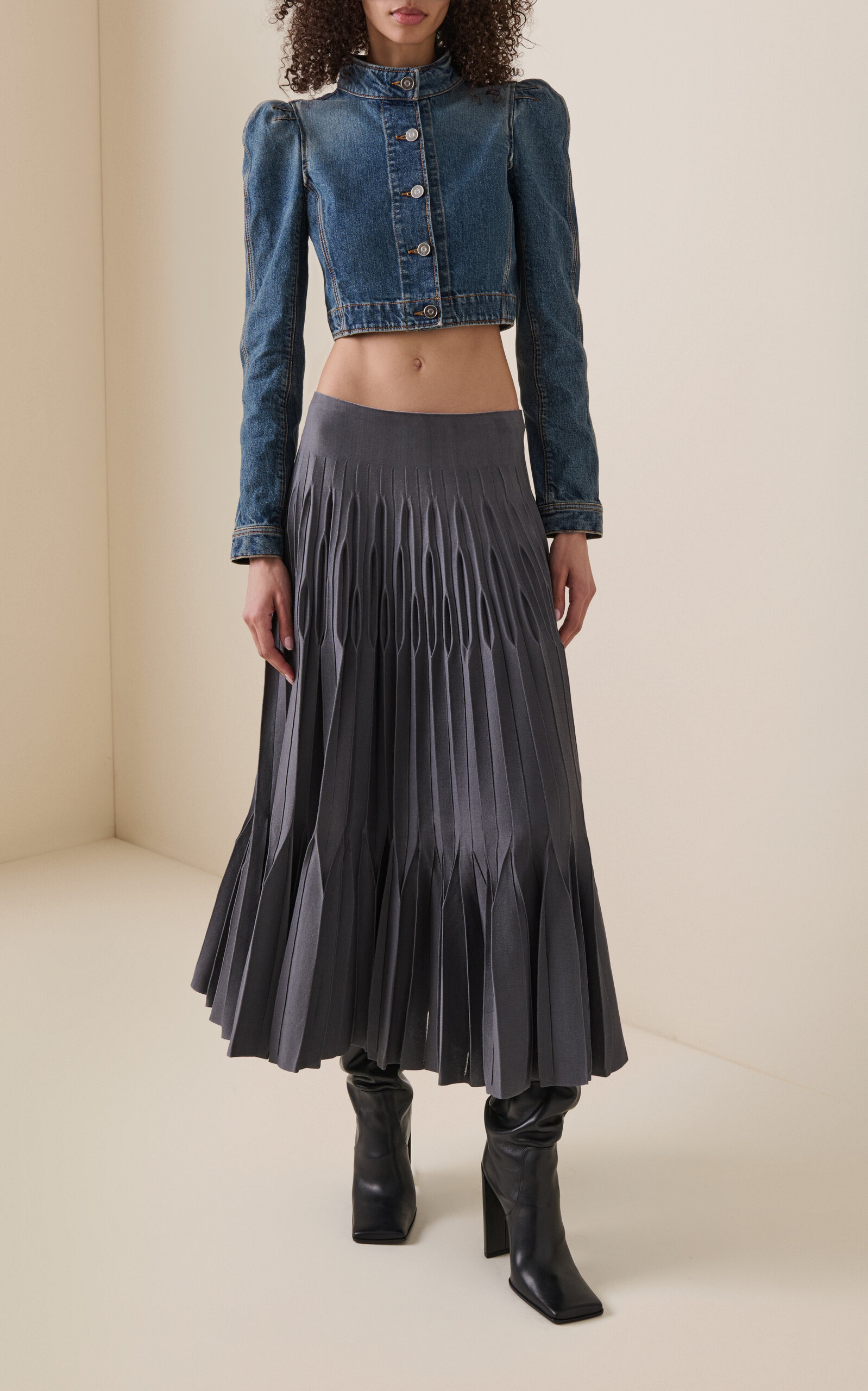 Cropped Denim Jacket medium wash - 3