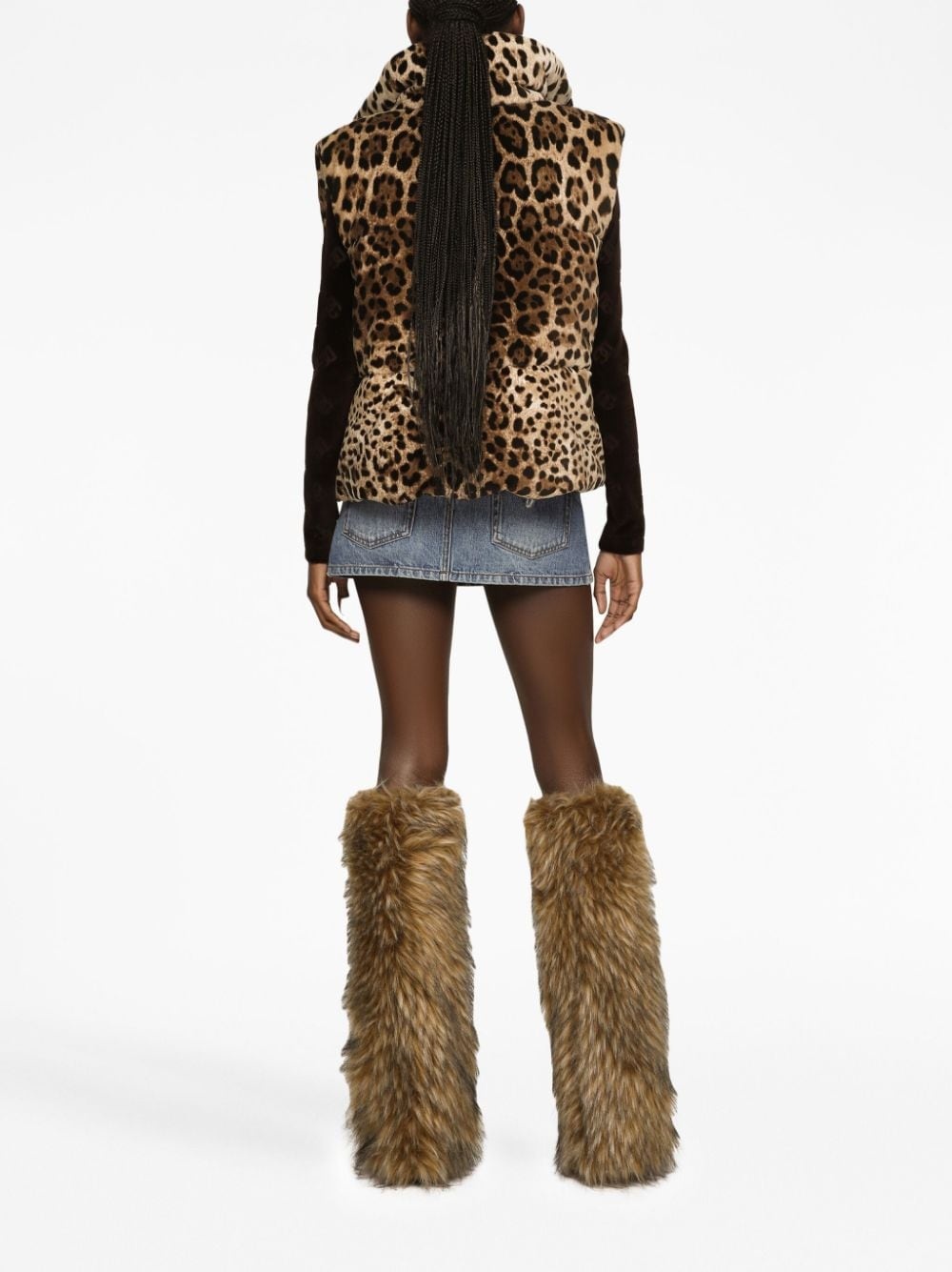 logo-plaque leopard-print gilet - 4