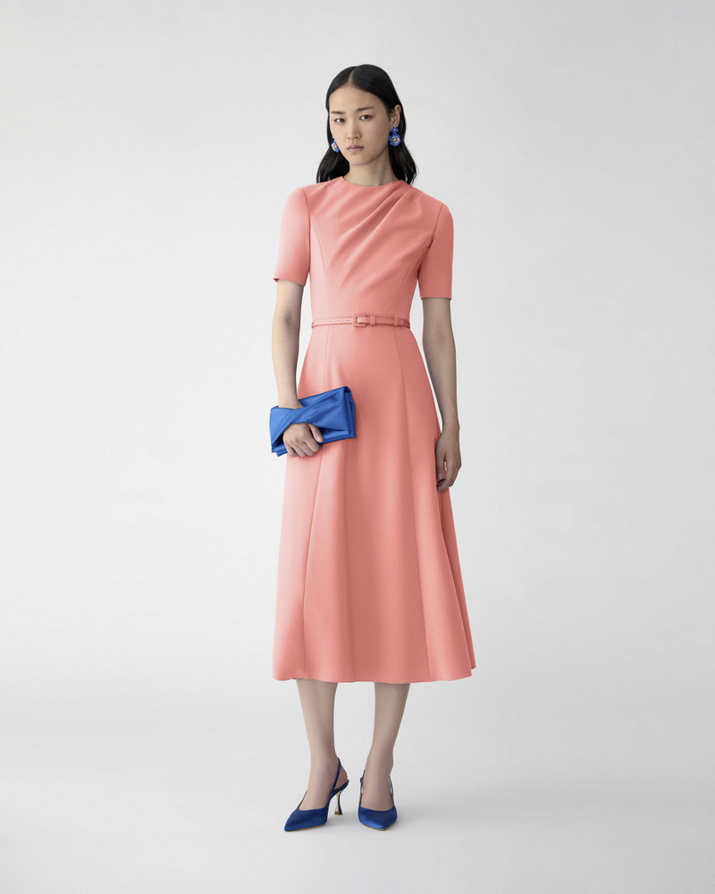 CAROLINA HERRERA Draped Midi Dress with Belt outlook