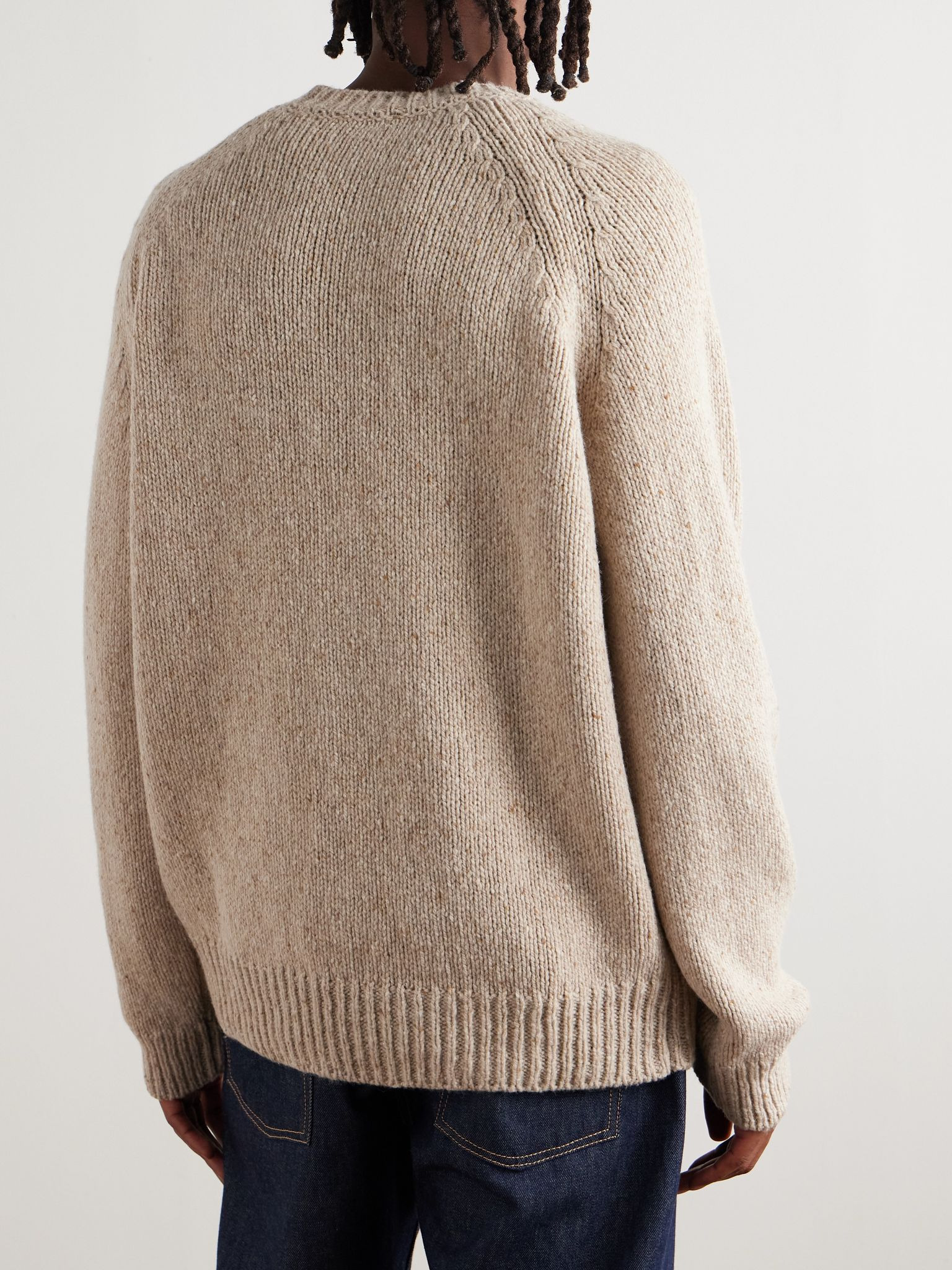 Harris Flecked Merino Wool Sweater Beige - 4