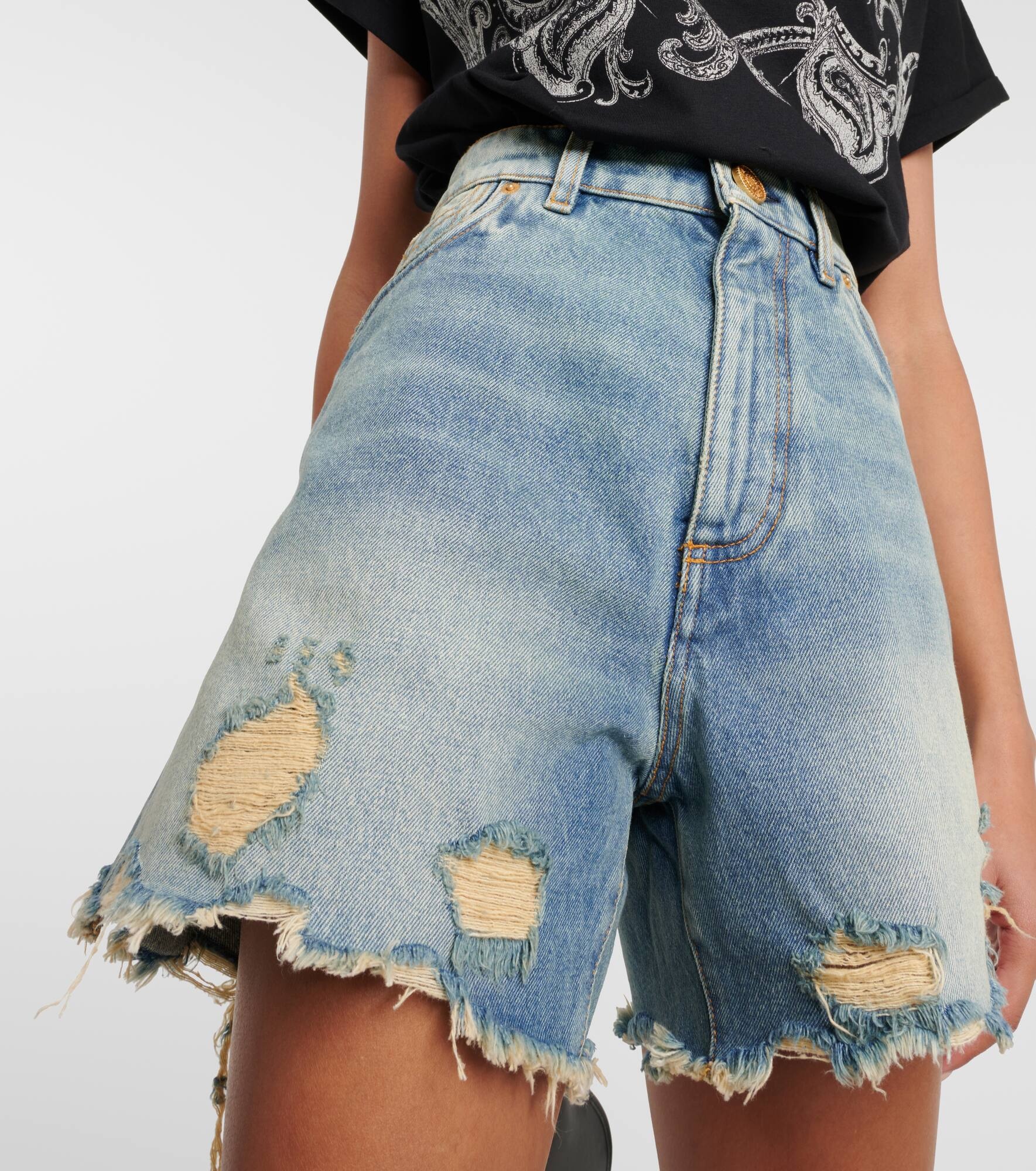 Distressed denim shorts - 4