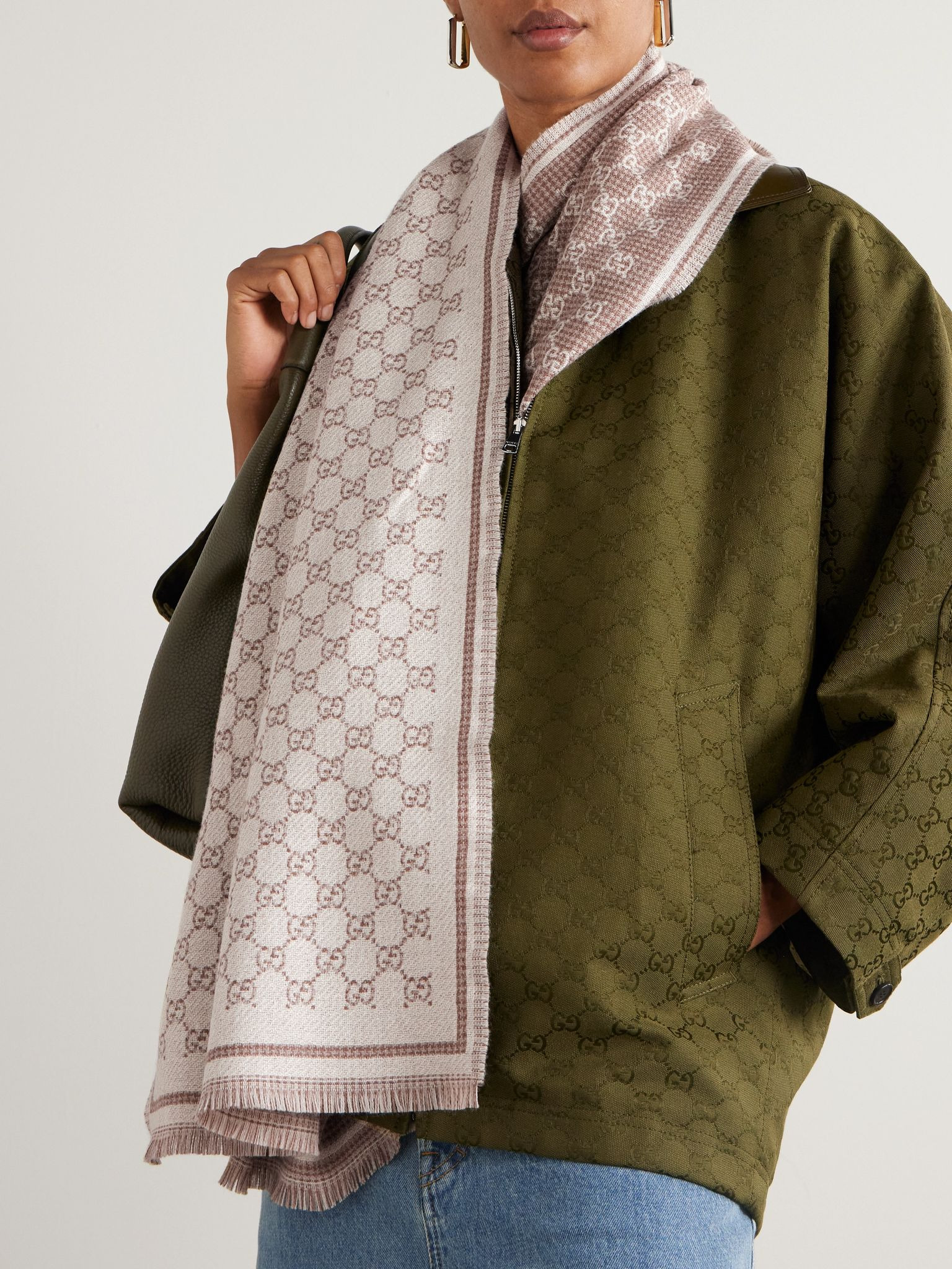 Wool-jacquard scarf Ivory - 2