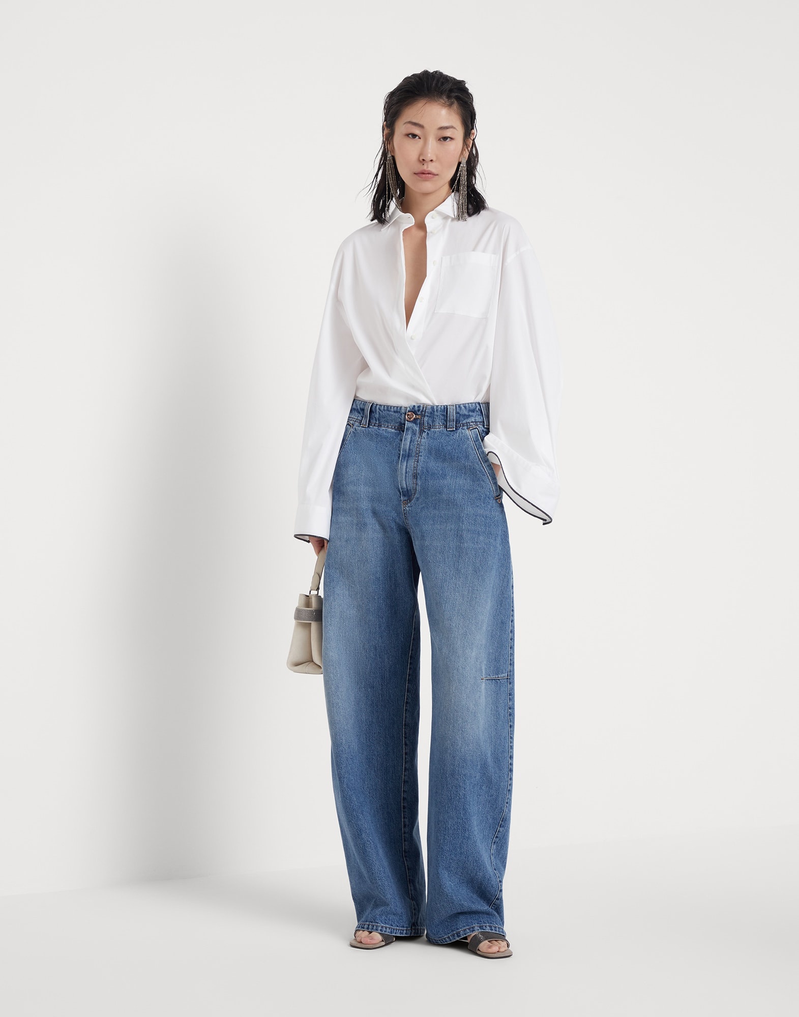 Authentic denim curved trousers - 4