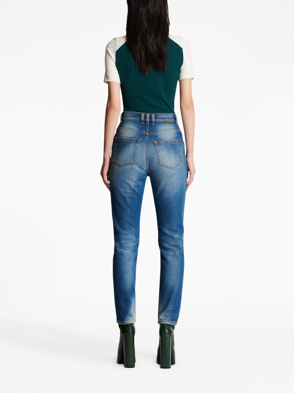 logo-plaque slim-cut jeans - 4