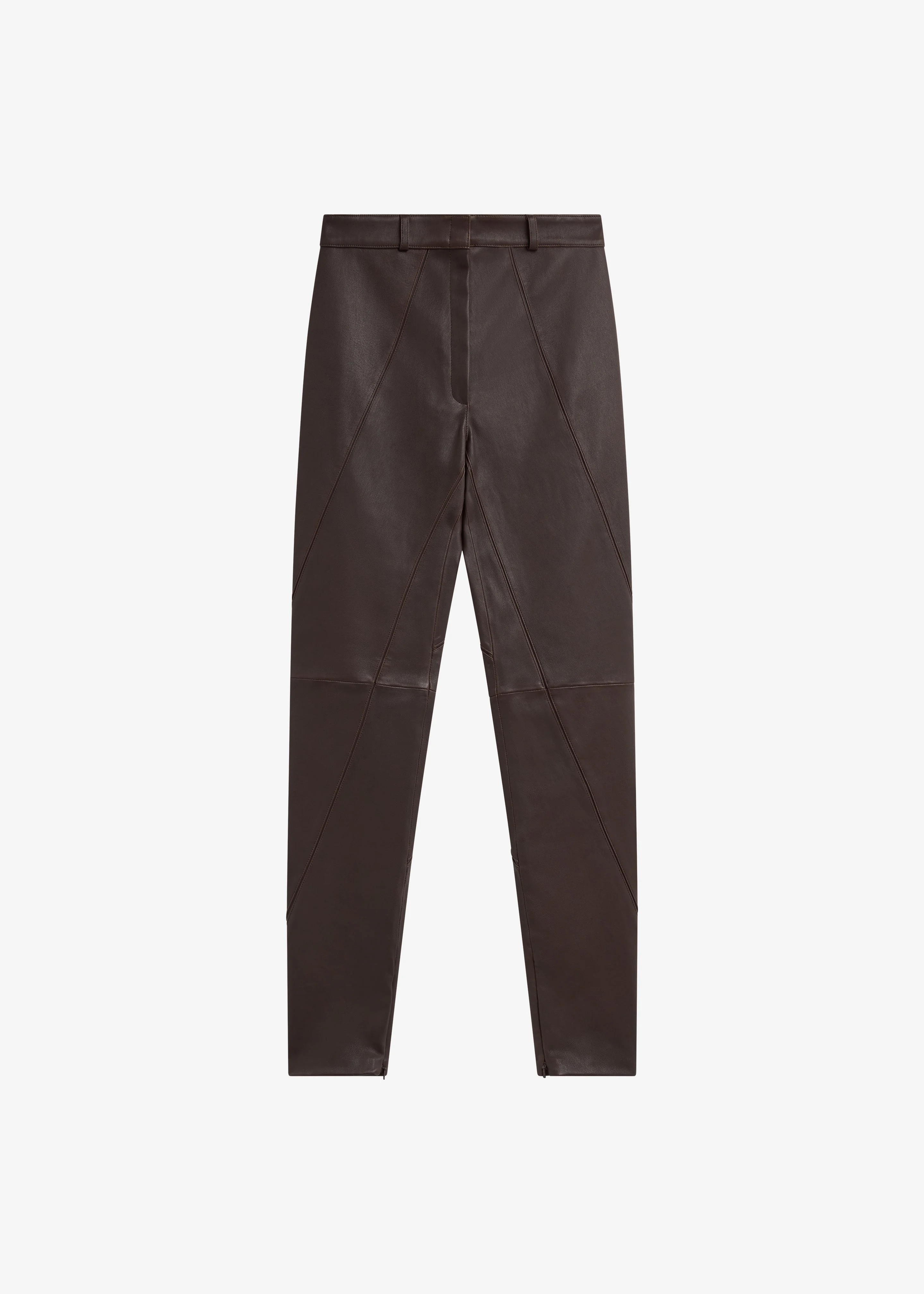 Dune Stretch Leather Panelled Pants - Brown - 1