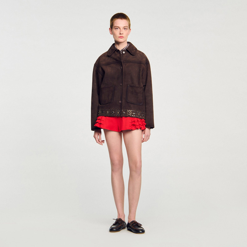 Sandro STUDDED SUEDE LEATHER JACKET outlook