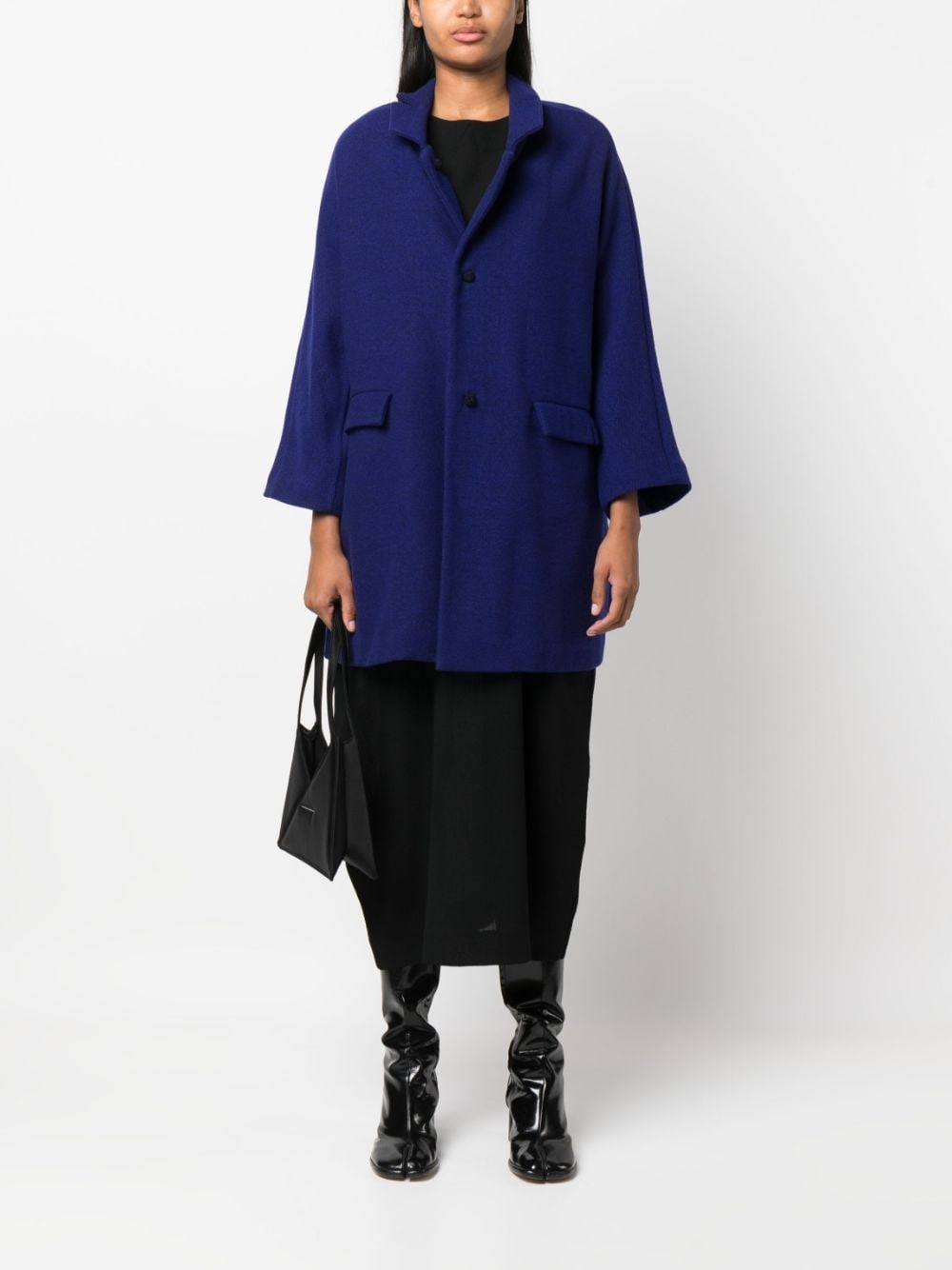 bell-sleeves wool coat - 2