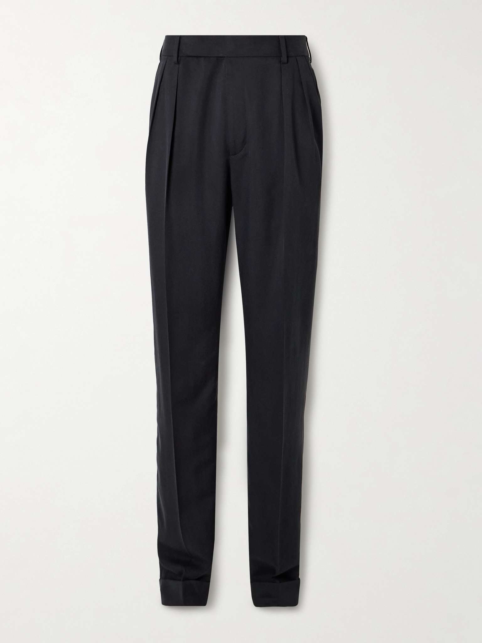 Glenn Wide-Leg Pleated Silk-Twill Pants - 1