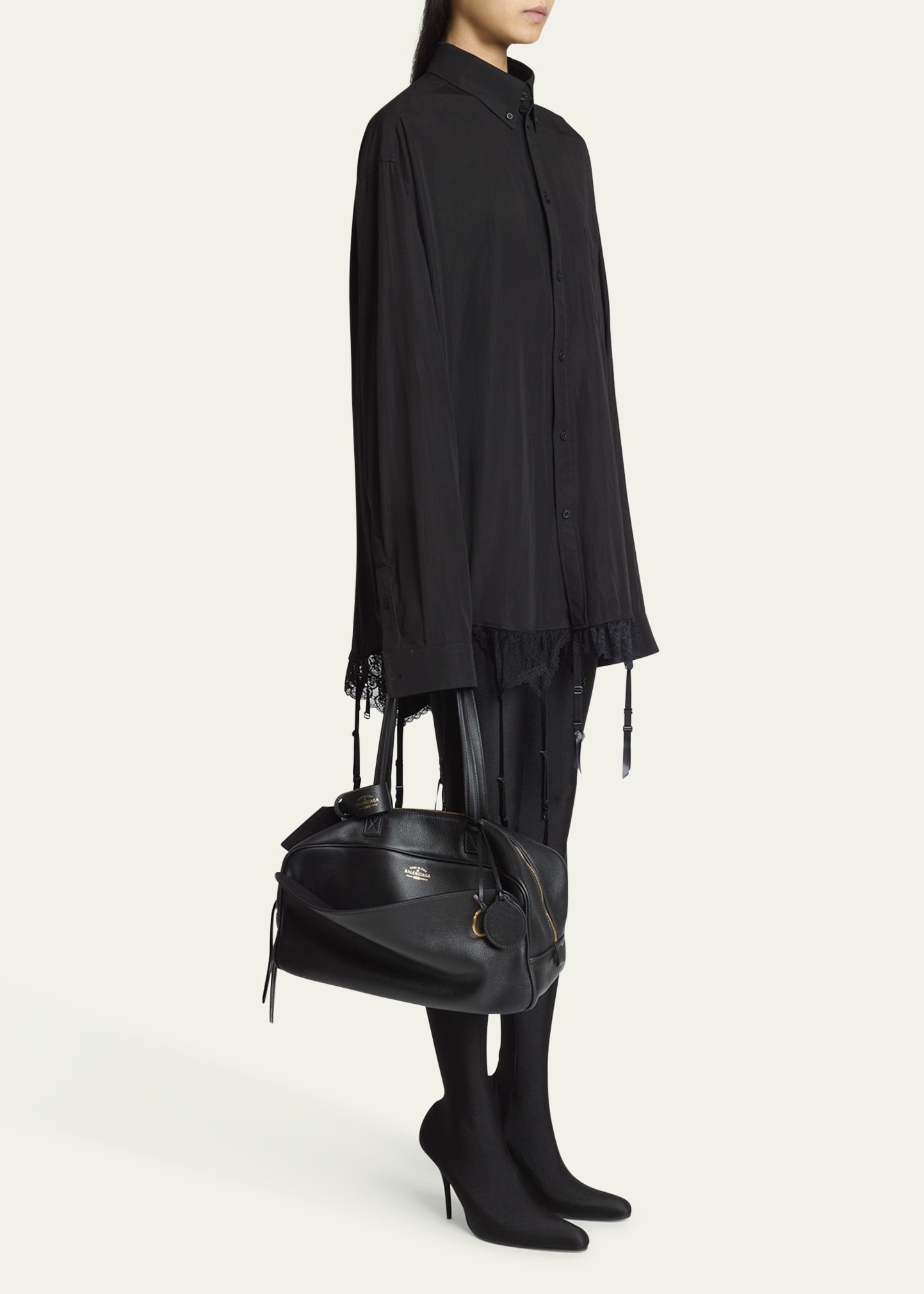 Medium Zip Leather Shoulder Bag - 6