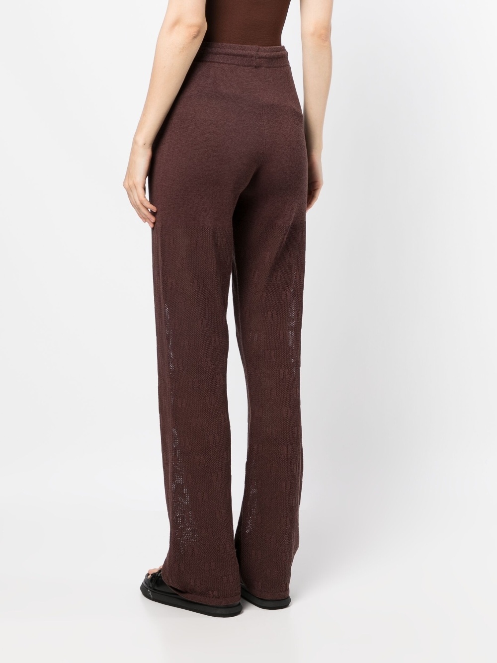logo-knit crochet trousers - 4