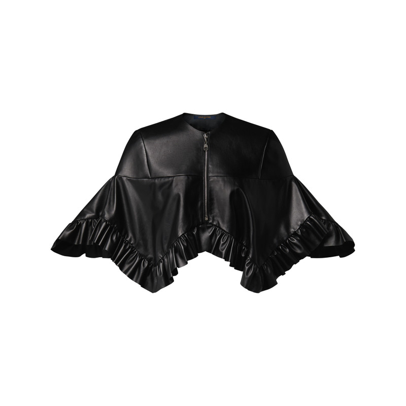 Ruffle Hem Leather Cape 1