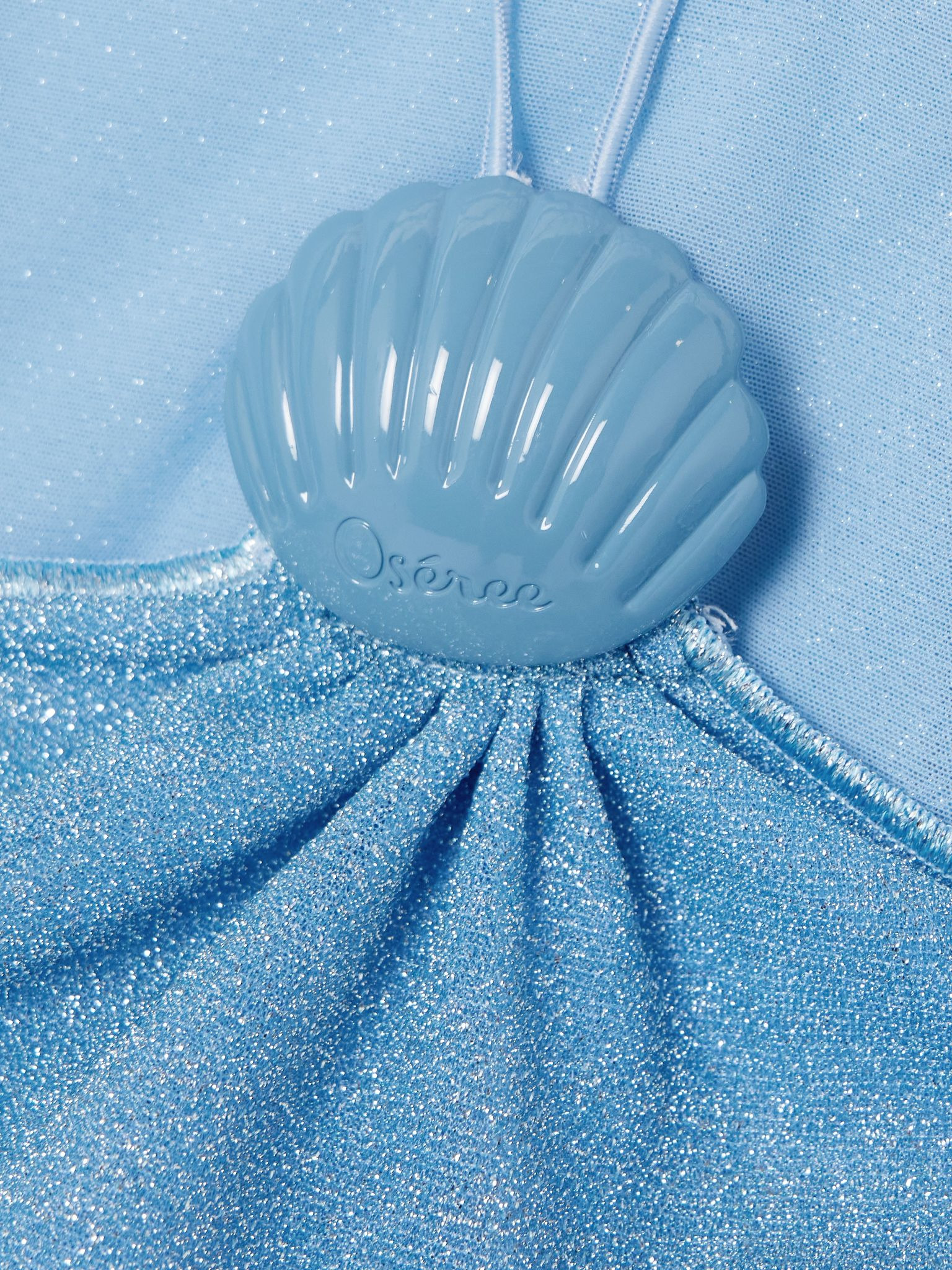 Lumière appliquéd metallic stretch-knit halterneck mini dress Light blue - 4