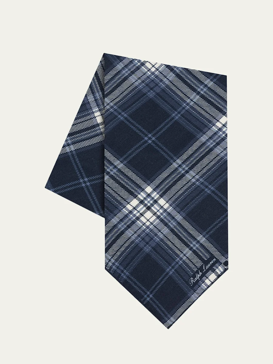 Men's Tonal Plaid Cashmere and Silk Neckerchief - 1