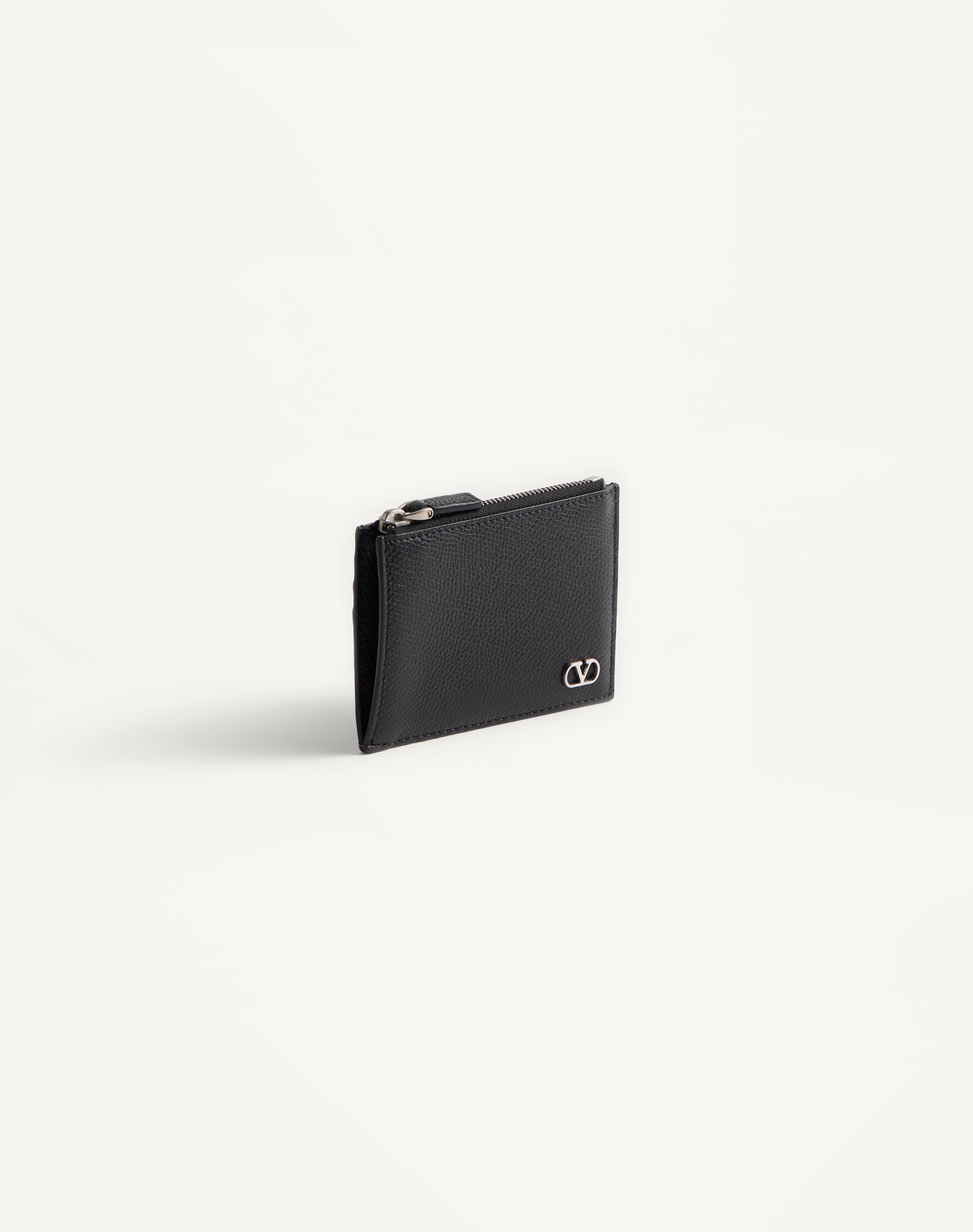 VLOGO SIGNATURE GRAINY CALFSKIN CARD HOLDER - 4