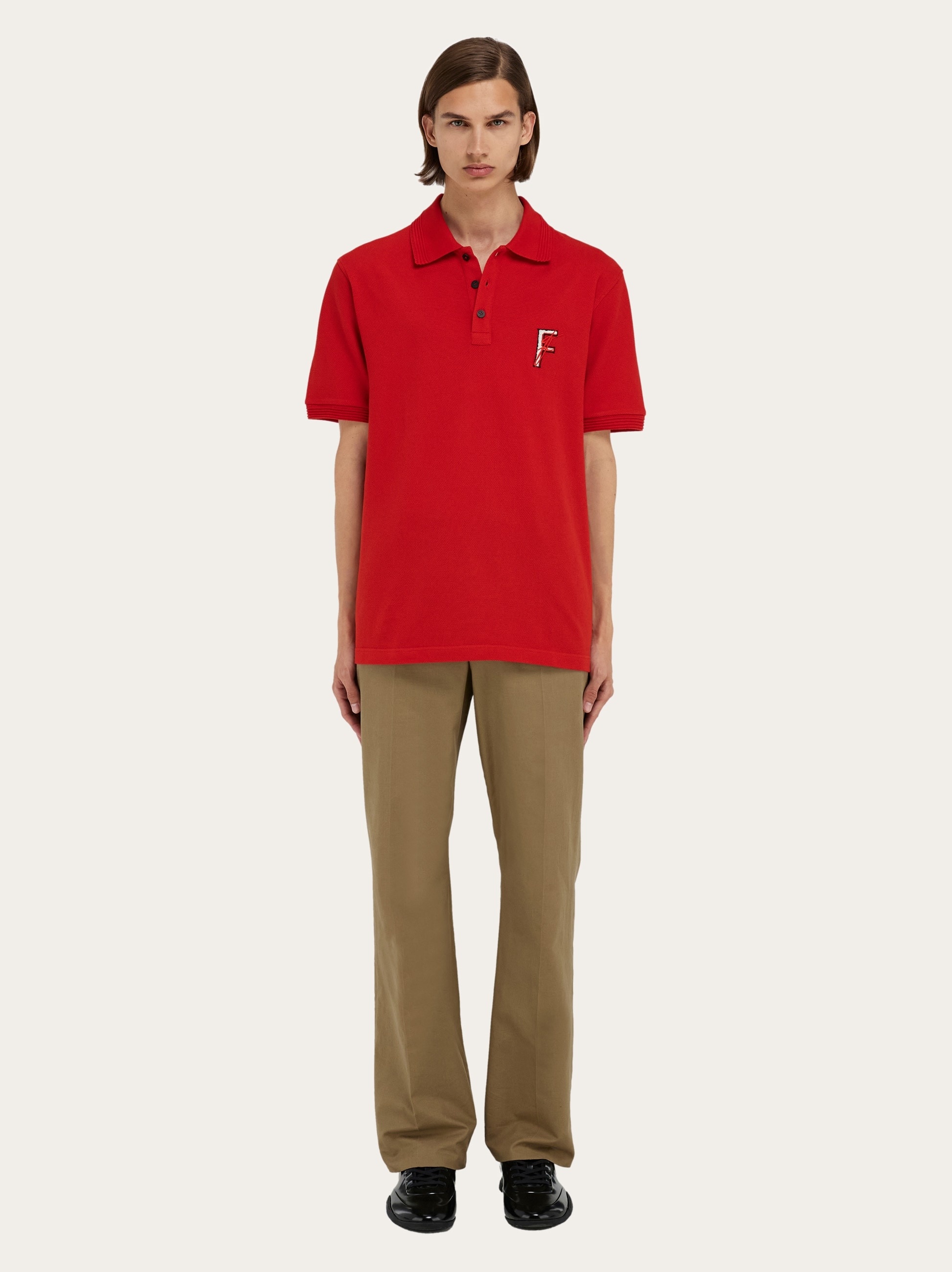 Cotton polo shirt with double embroidery - 5