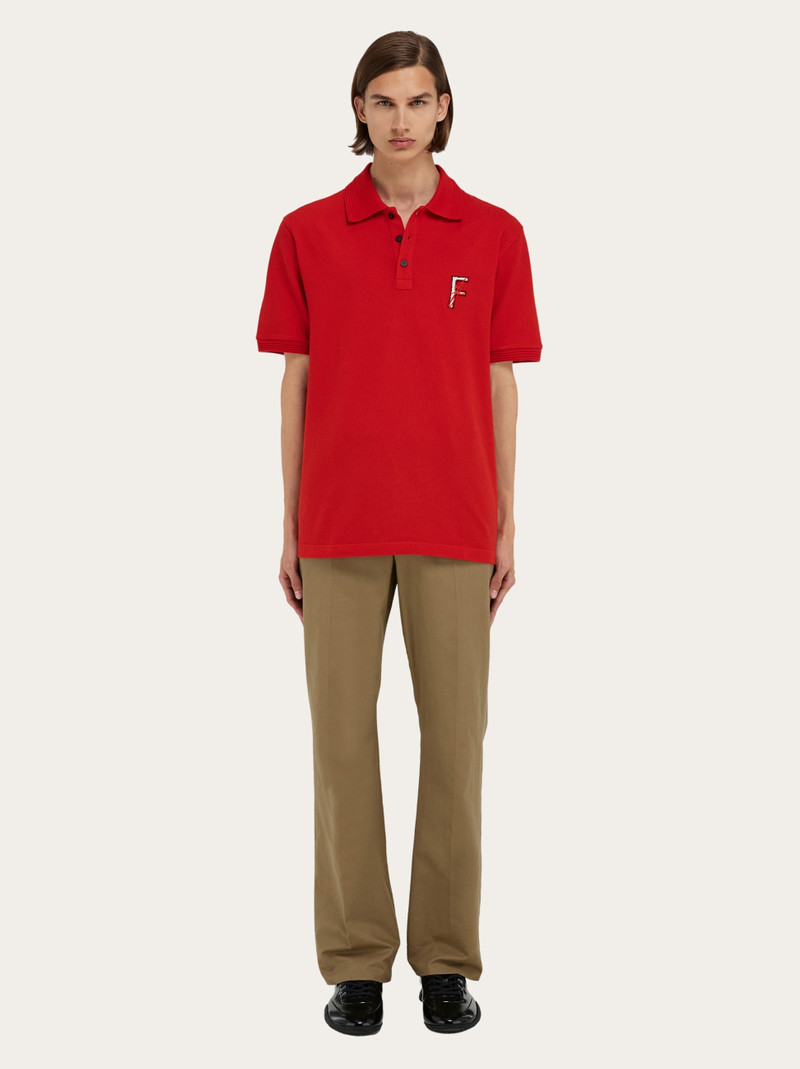 Cotton polo shirt with double embroidery 5