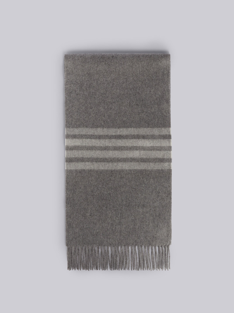 Medium Grey Cashmere 4-Bar Scarf 1