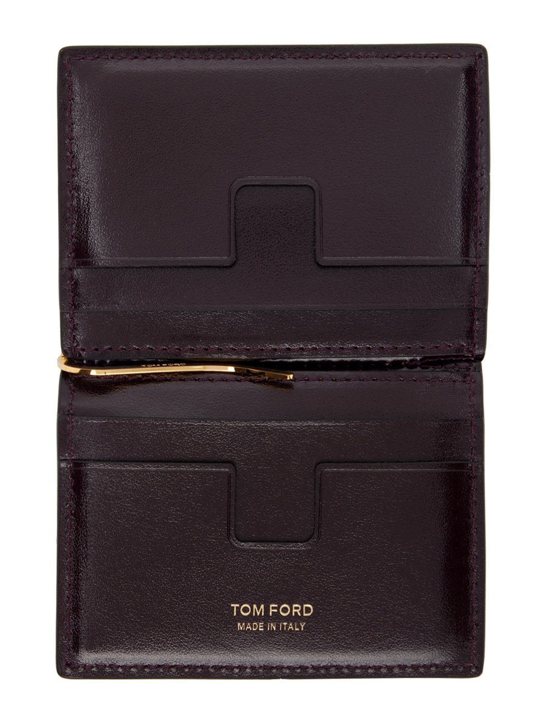 Burgundy Shiny Croc Folding Money Clip Card Holder - 3