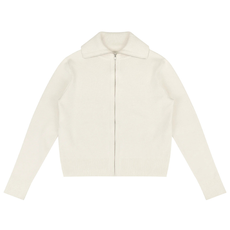 KNIT ZIP UP JACKET IVORY 1