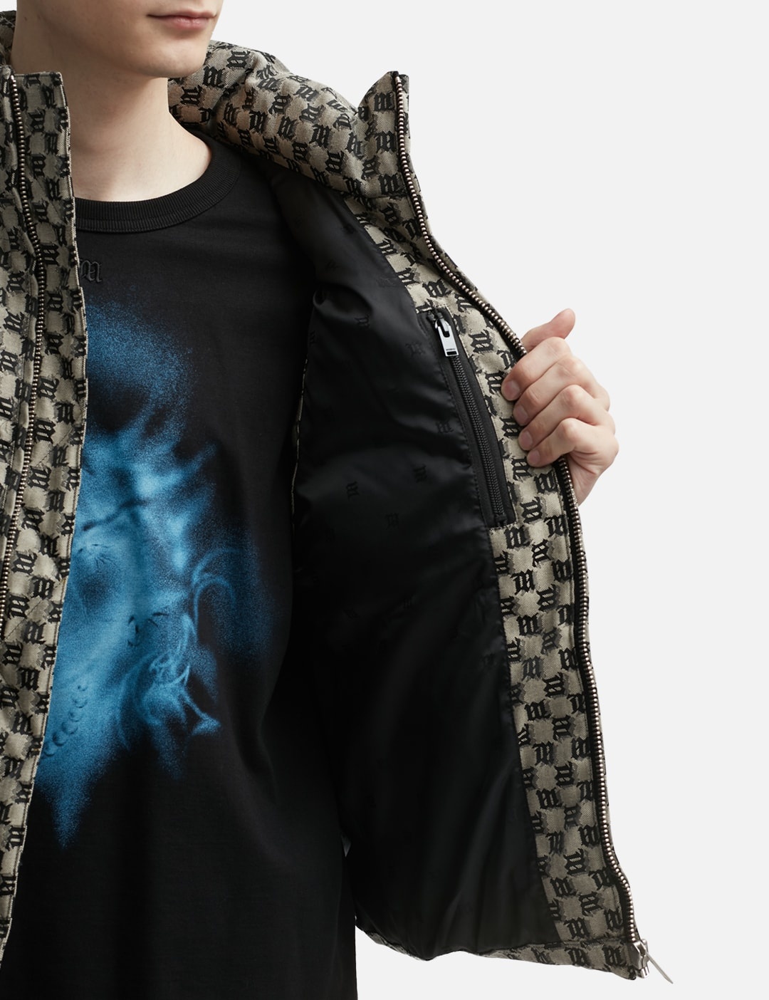 JACQUARD CANVAS MONOGRAM PUFFER VEST - 6
